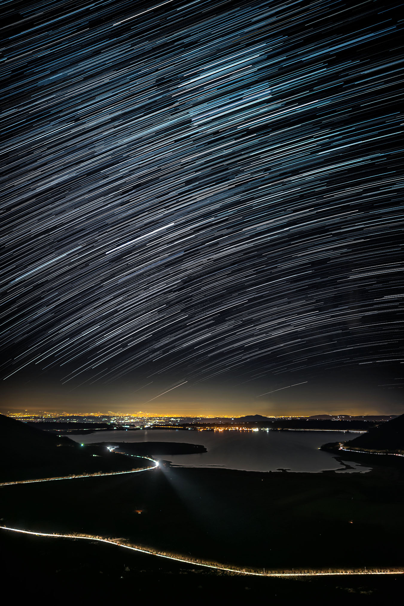 Startrail on Lake Vico