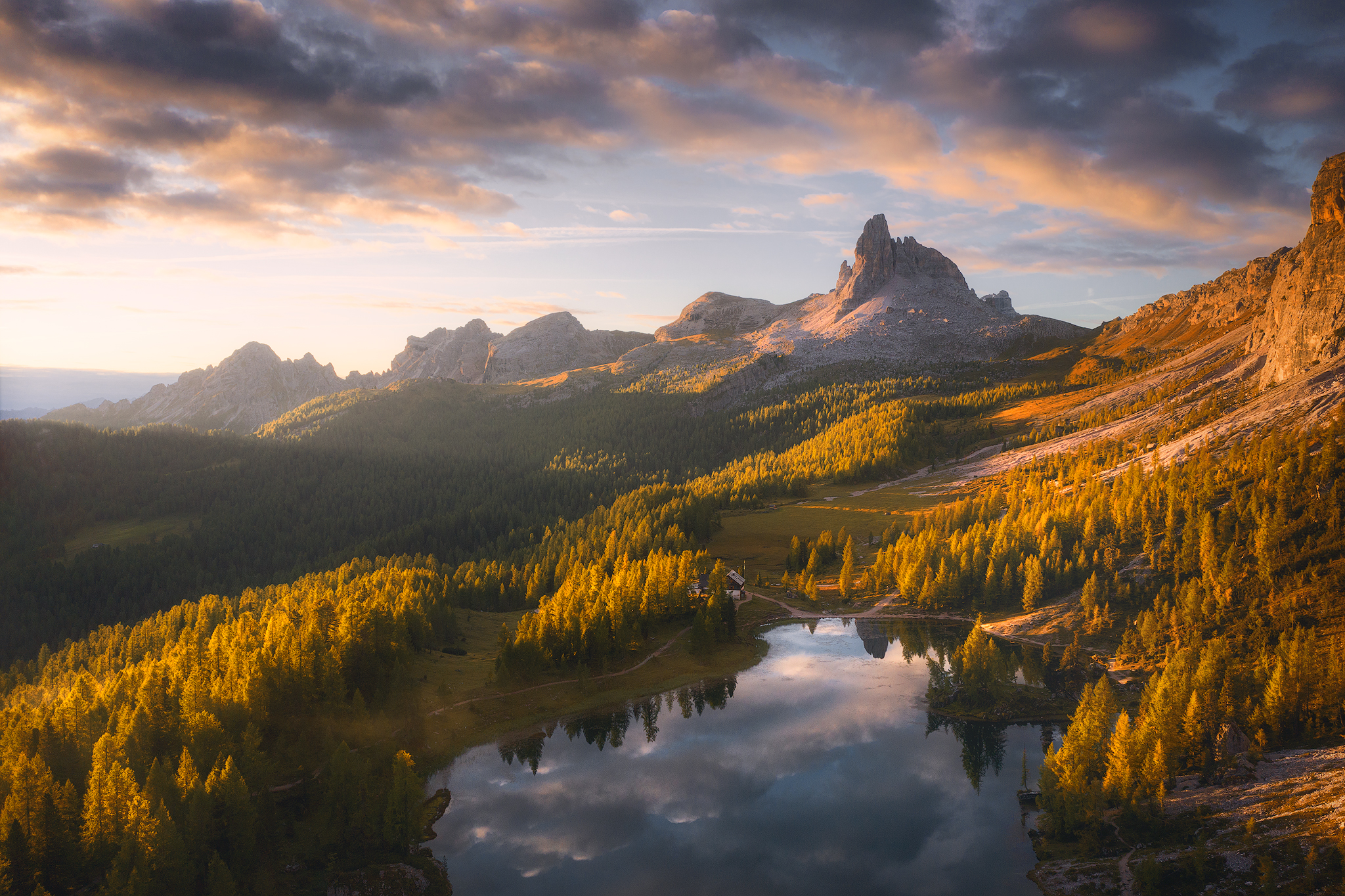 Sunrise on the Lake - Dolomites Natural Park