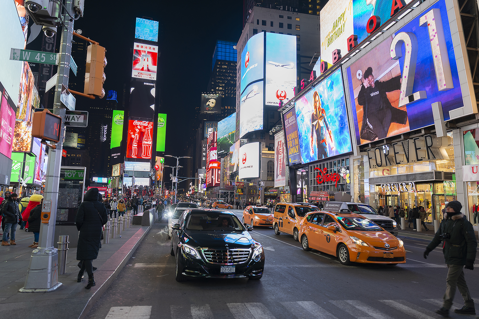 Walking in the lights of New York