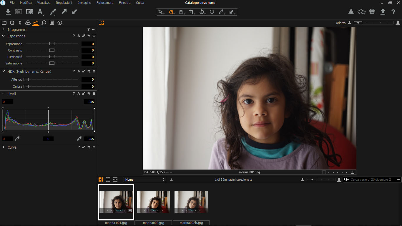 obiettivo 1 a basso contrasto
