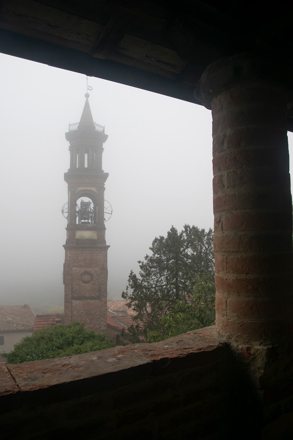 The bell tower and the fog