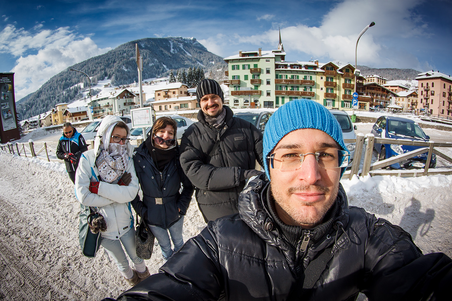 self shot with friends