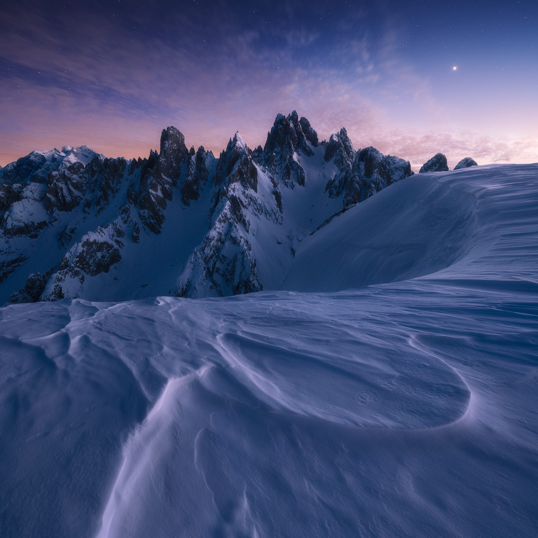 Cadini di Misurina, frozen sunset