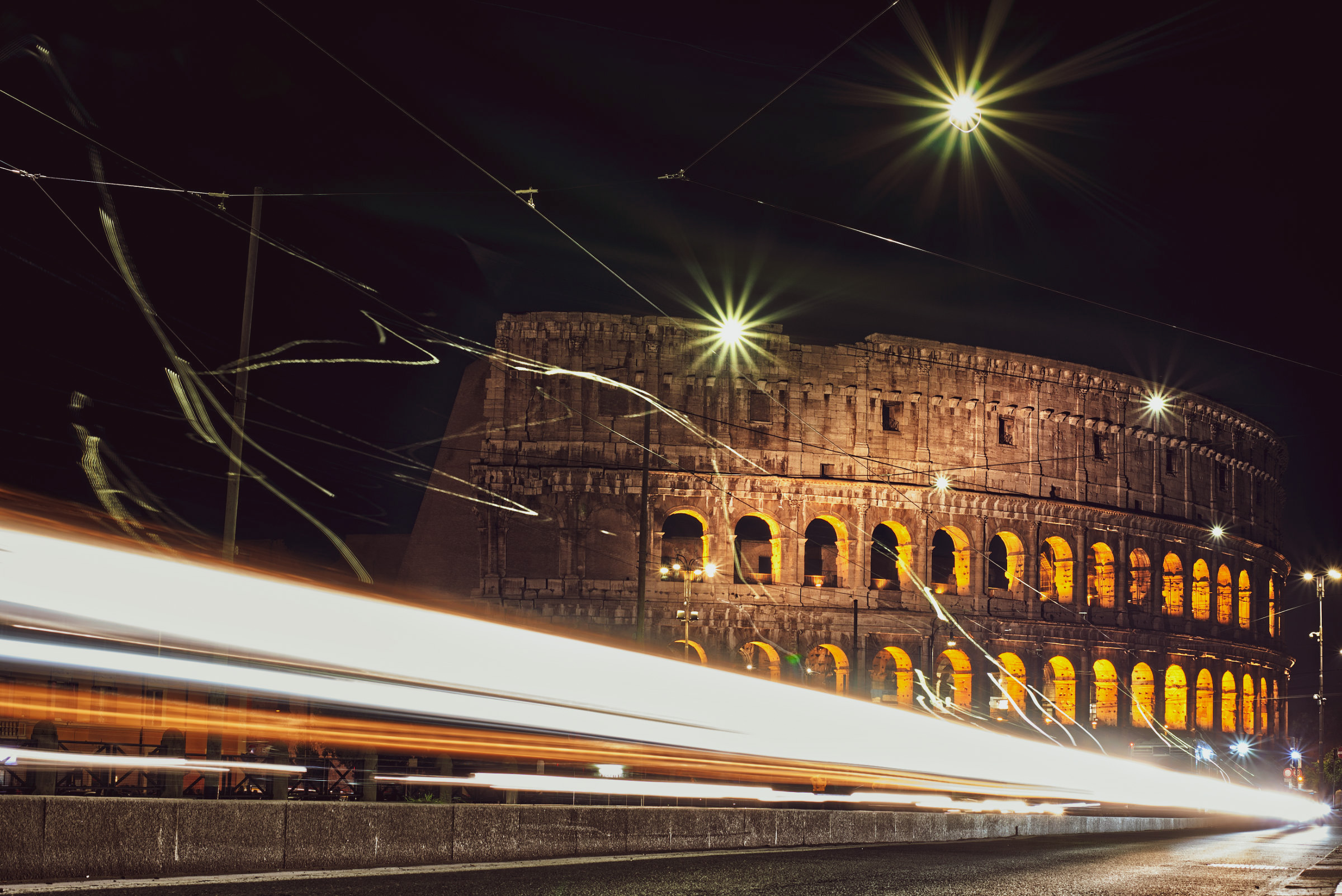 Sparks of light on the Colosseum