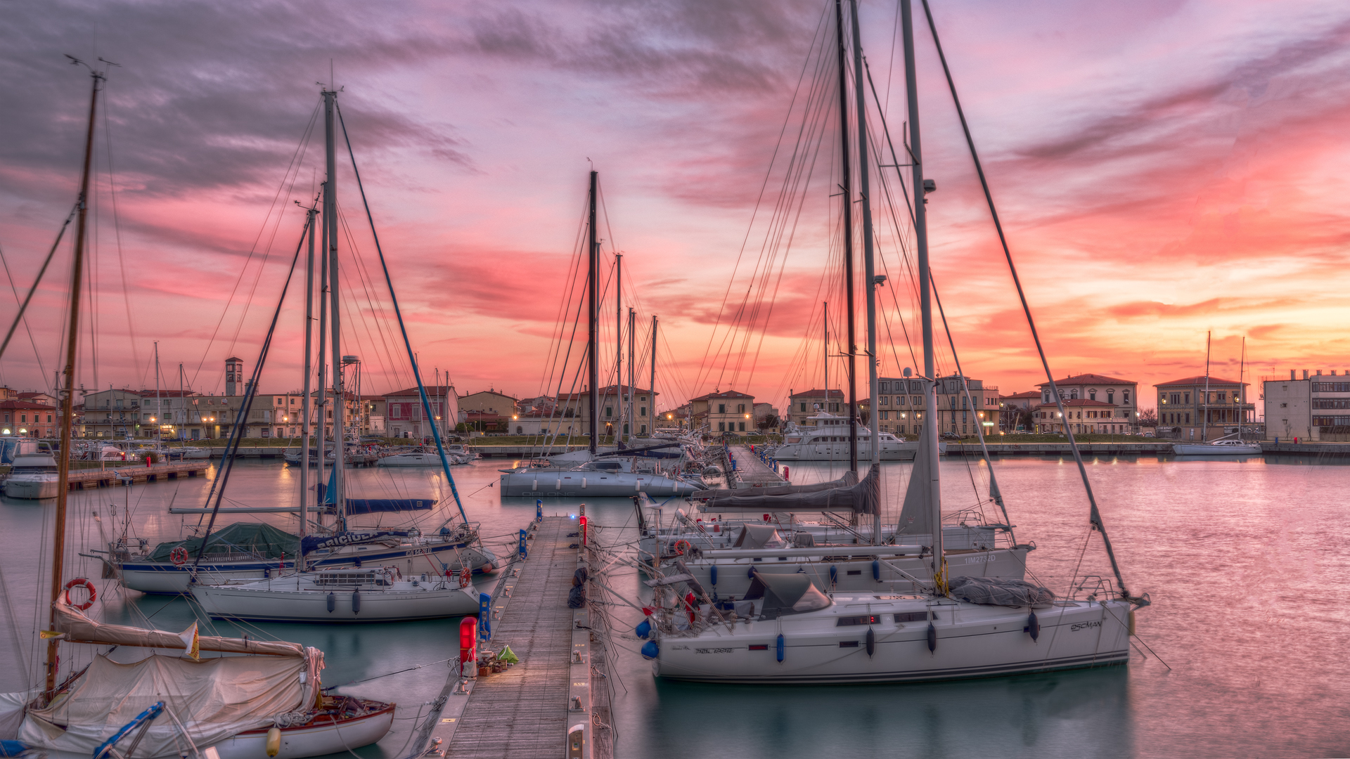 Port at sunset