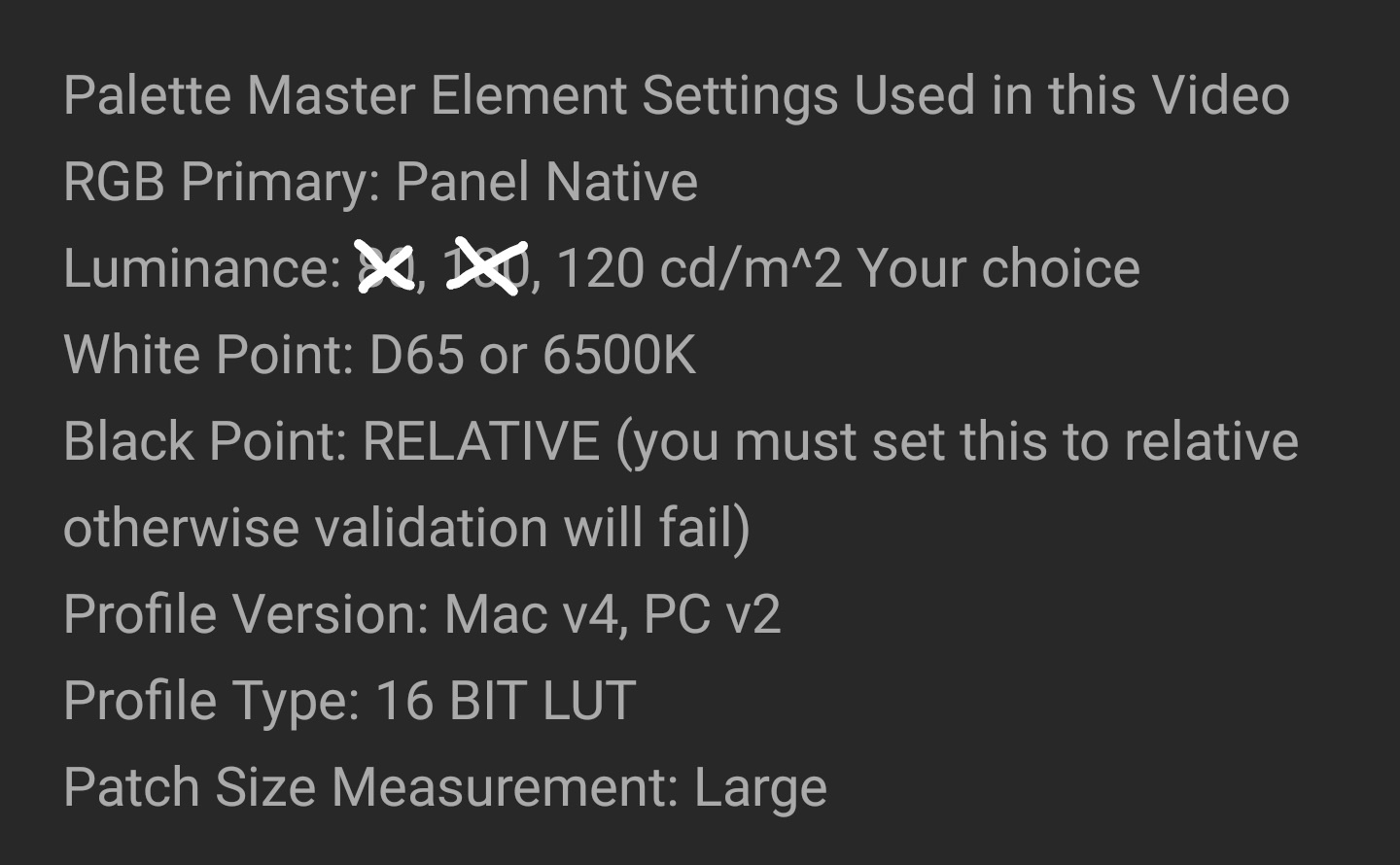 BenQ Monitor 2 Calibration Settings