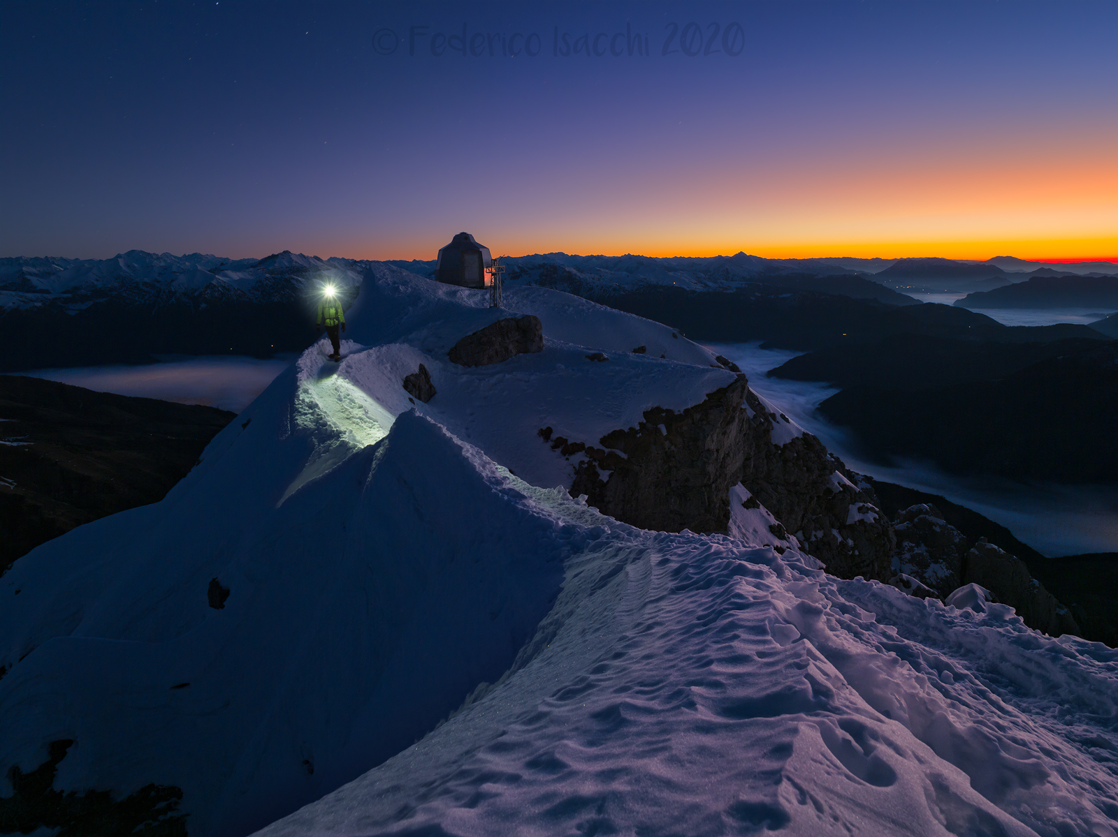 The first lights on the Grigna