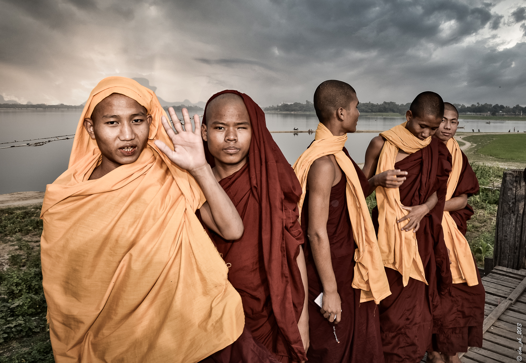 Mandalay.. Monks at the bridge of.... U Bein, New1
