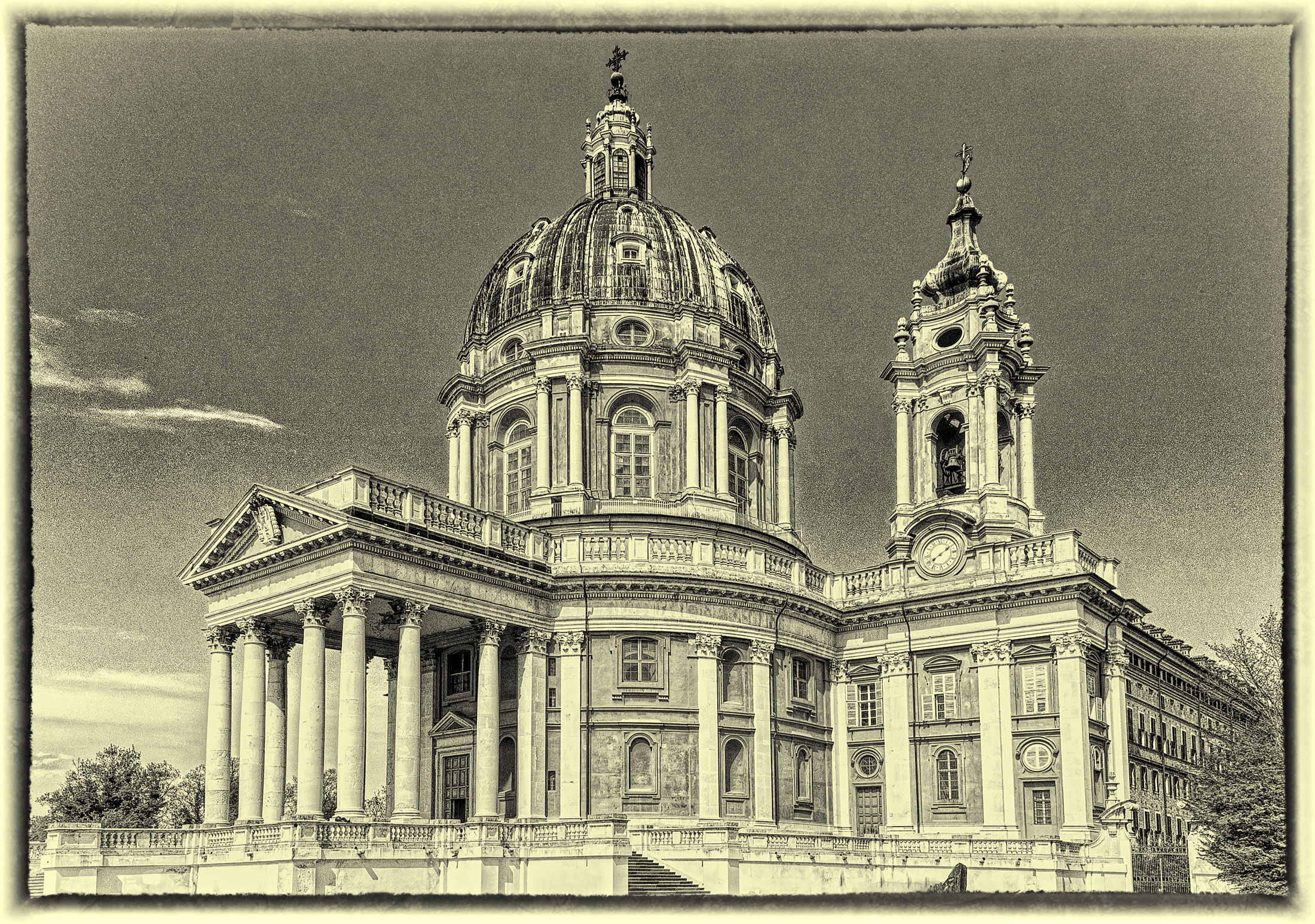 Superga Basilica in monochrome