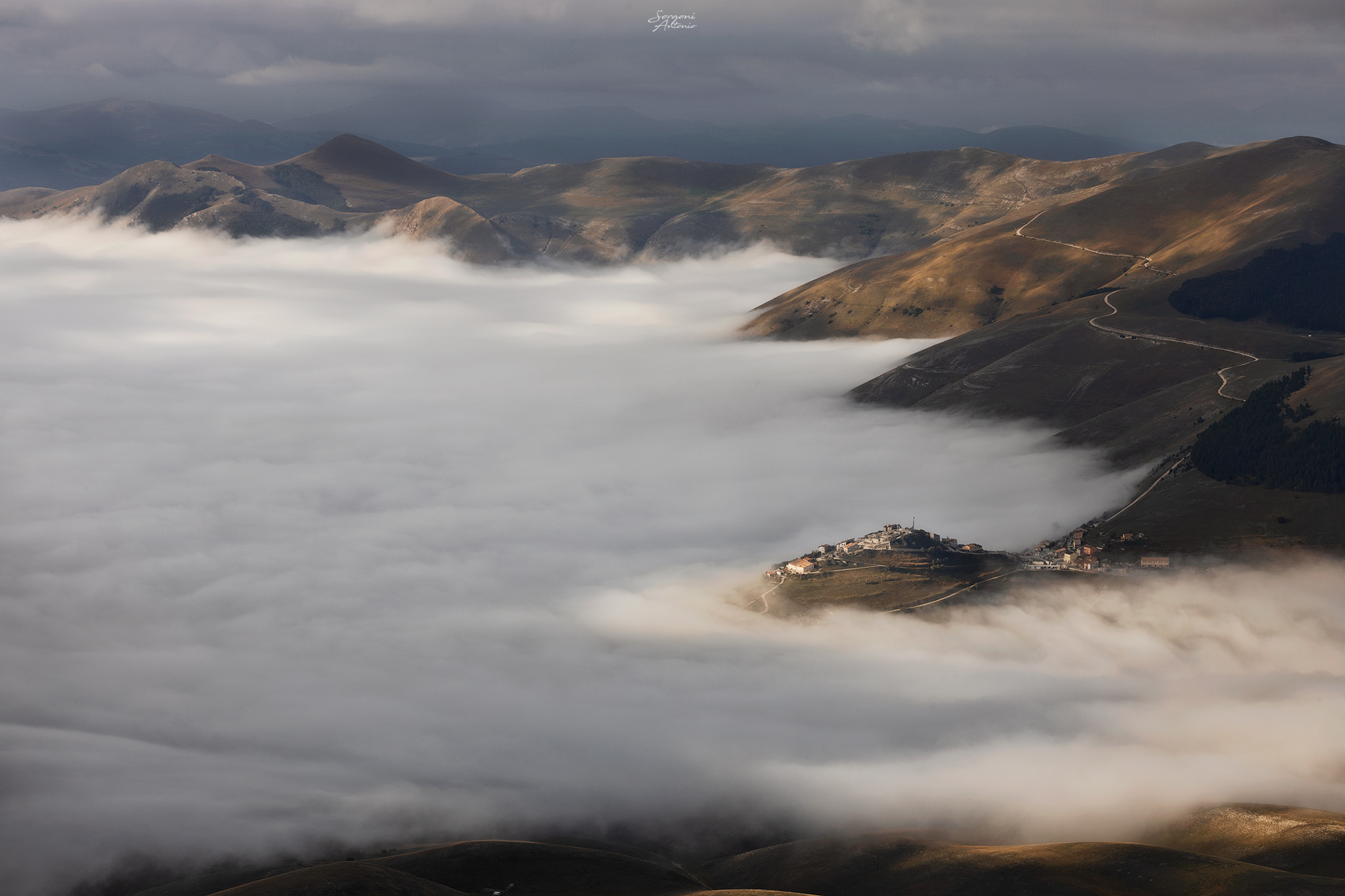 Unusual view of the Castelluccio plain