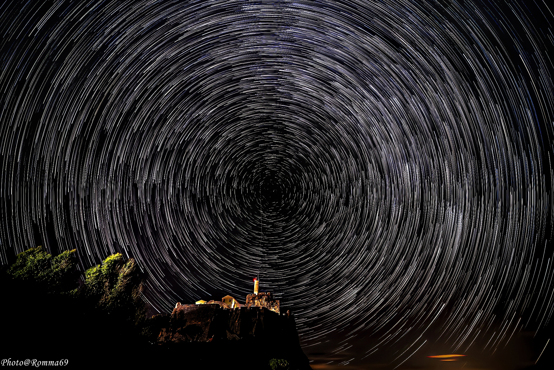 Startrail sul Forte di San Giorgio, isola di Capraia