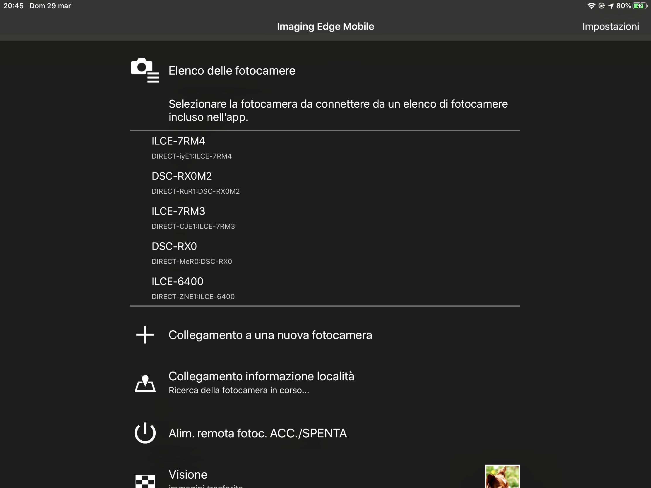 List of machines connected to the Sony app