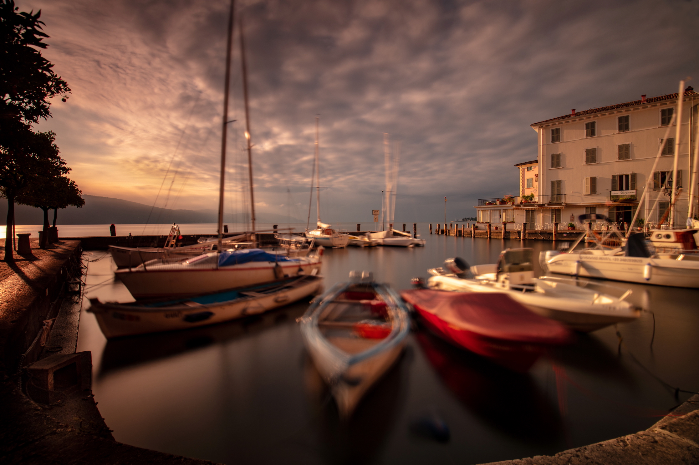 First lights at the marina