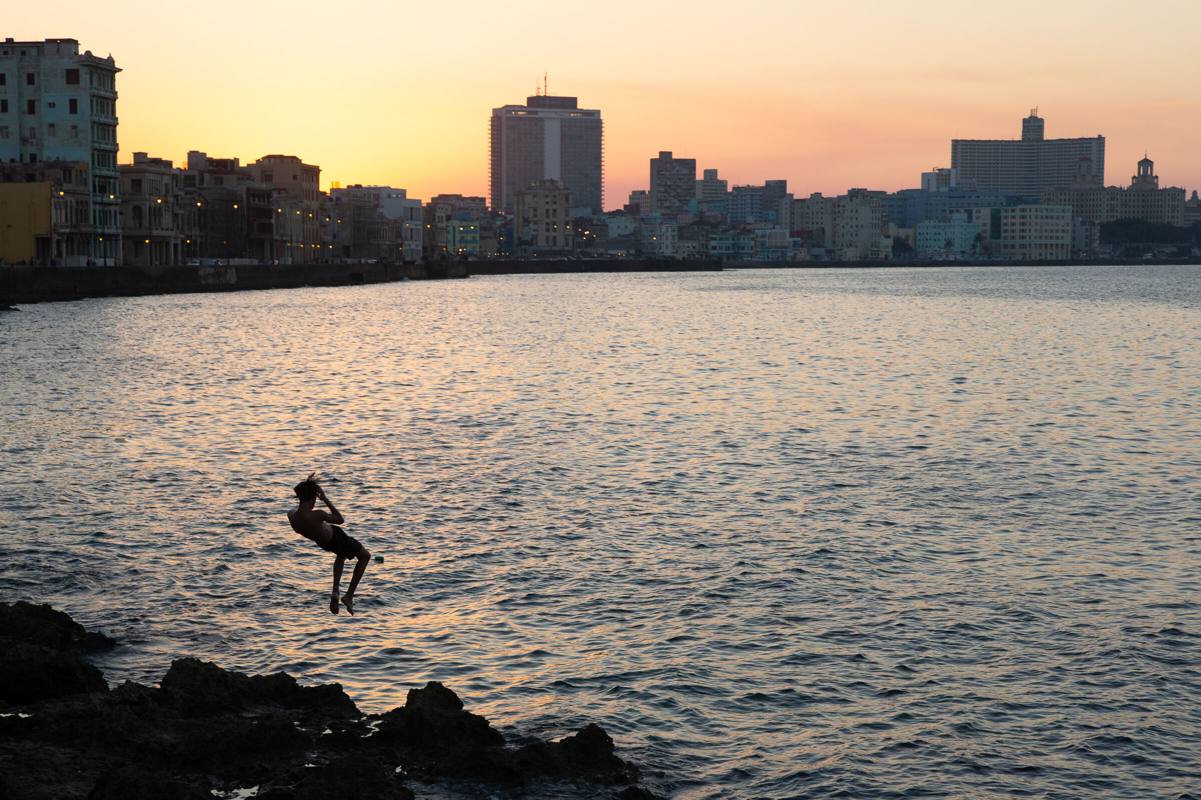 Diving from the Malecon