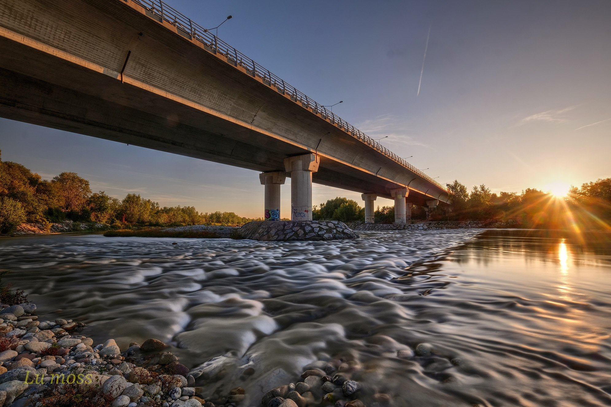Tramonto sul fiume Brembo.