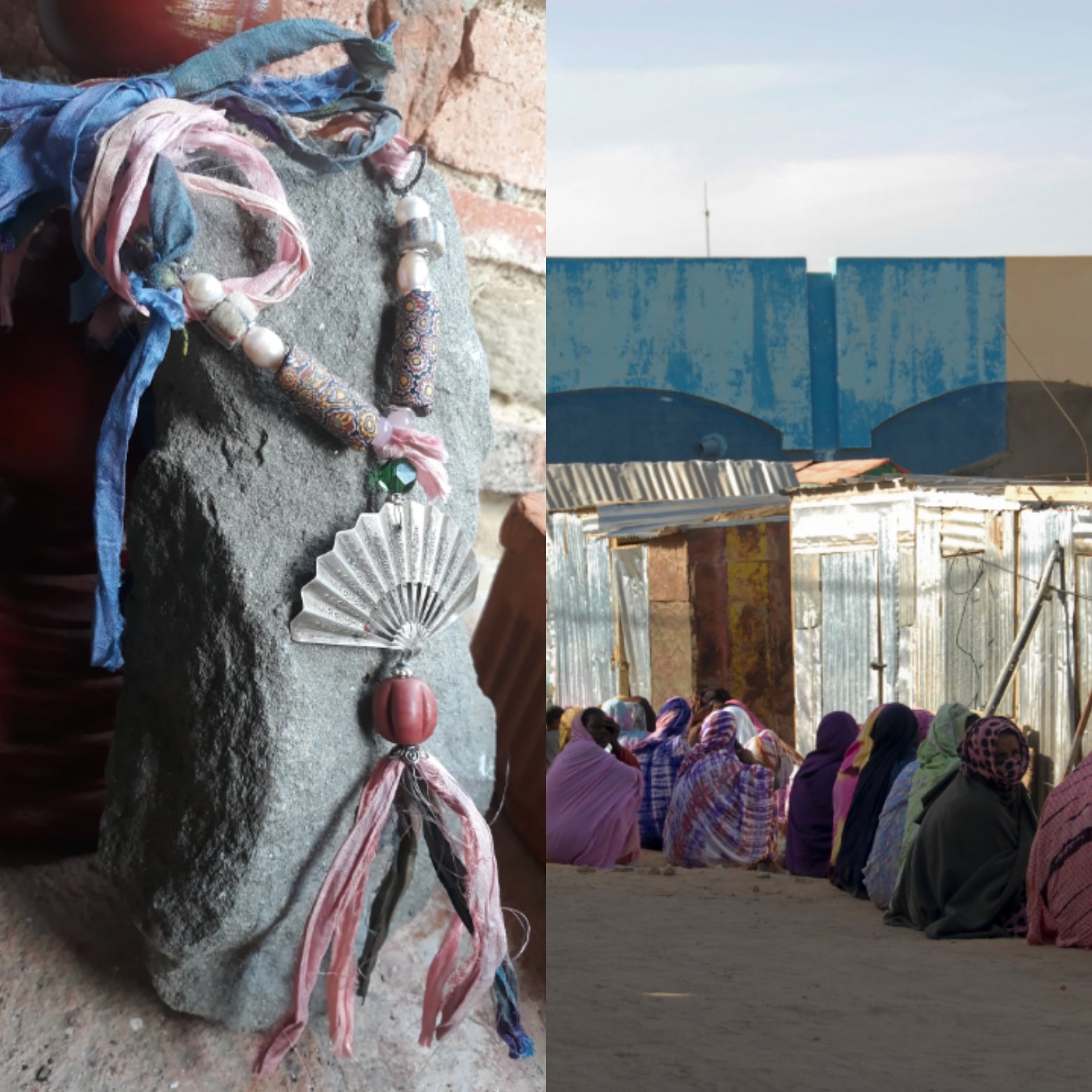 Millefiori silver fan