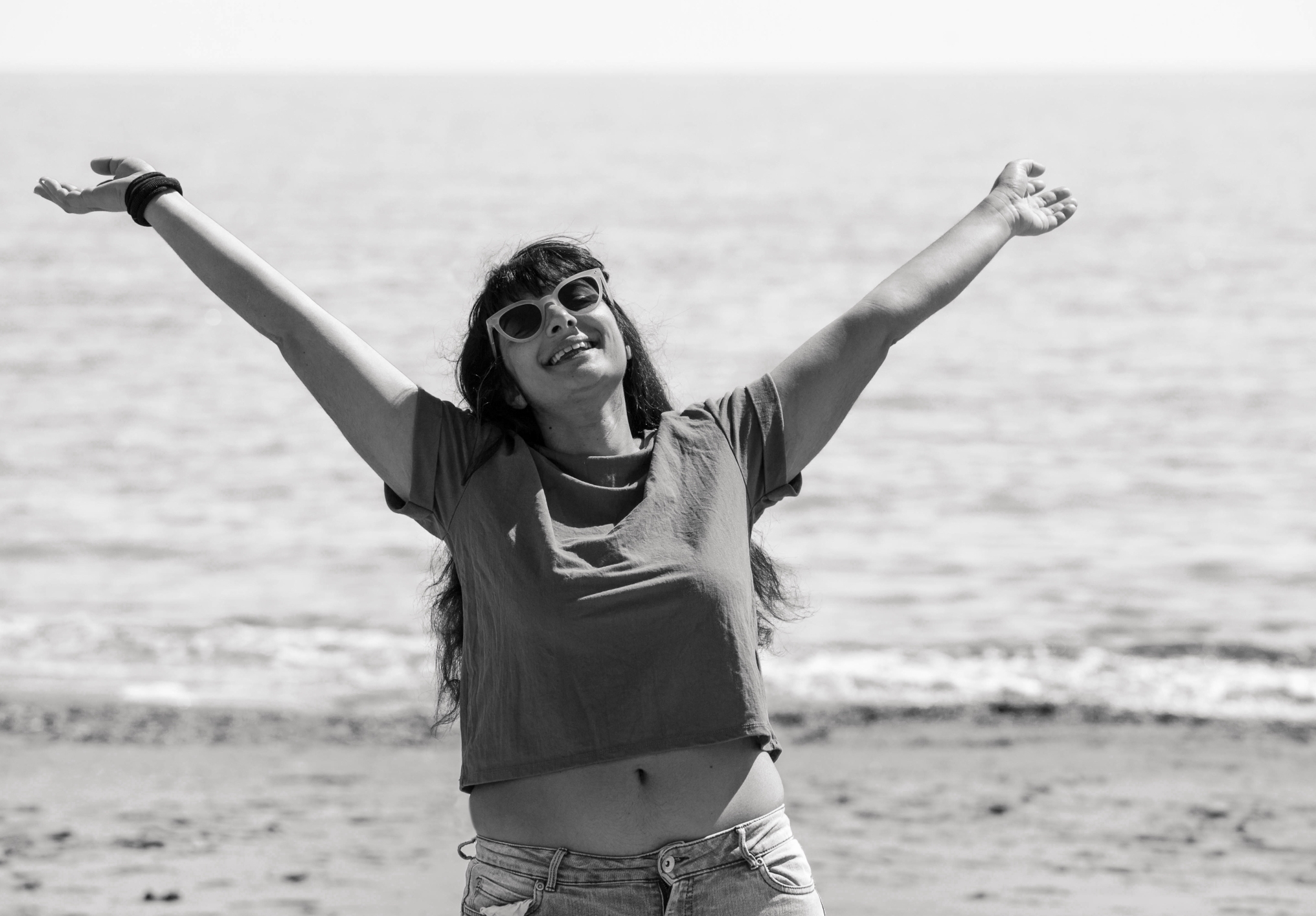 A hug at a distance with the joy of seeing each other again