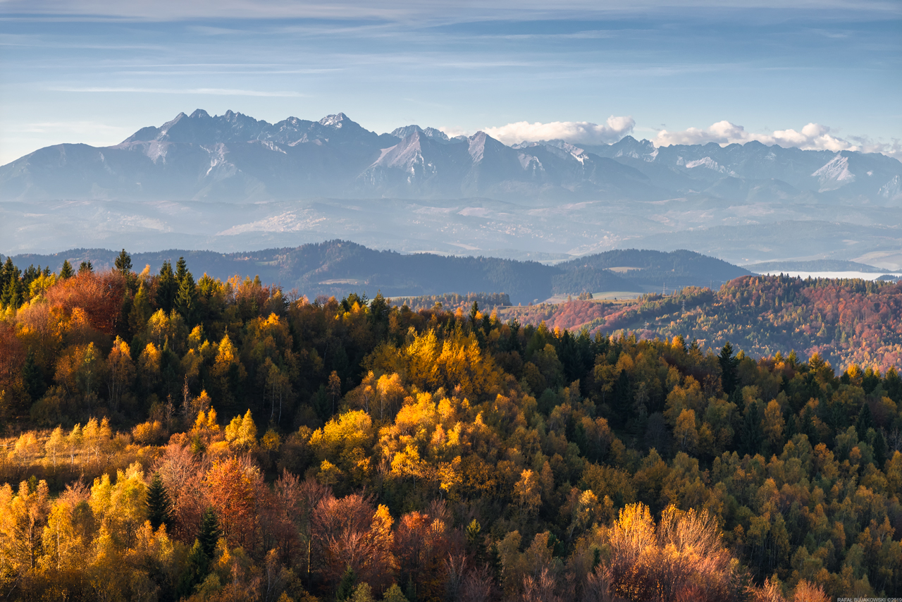 Panorama delle montagne dell'Alto Tatra in Polonia