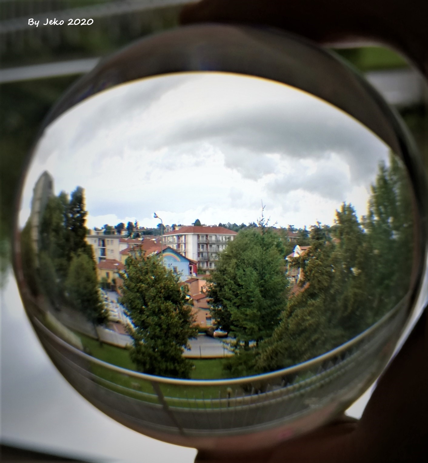 city seen from a sphere...