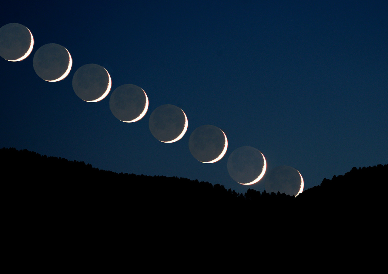 Un tramonto di Luna cinerea