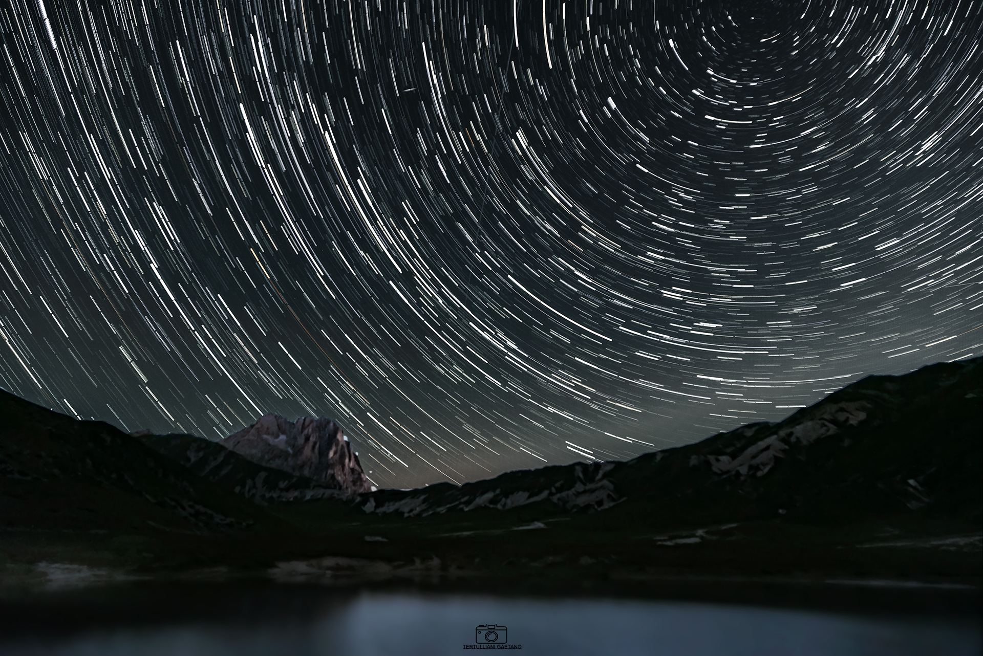 Startrail on the lake