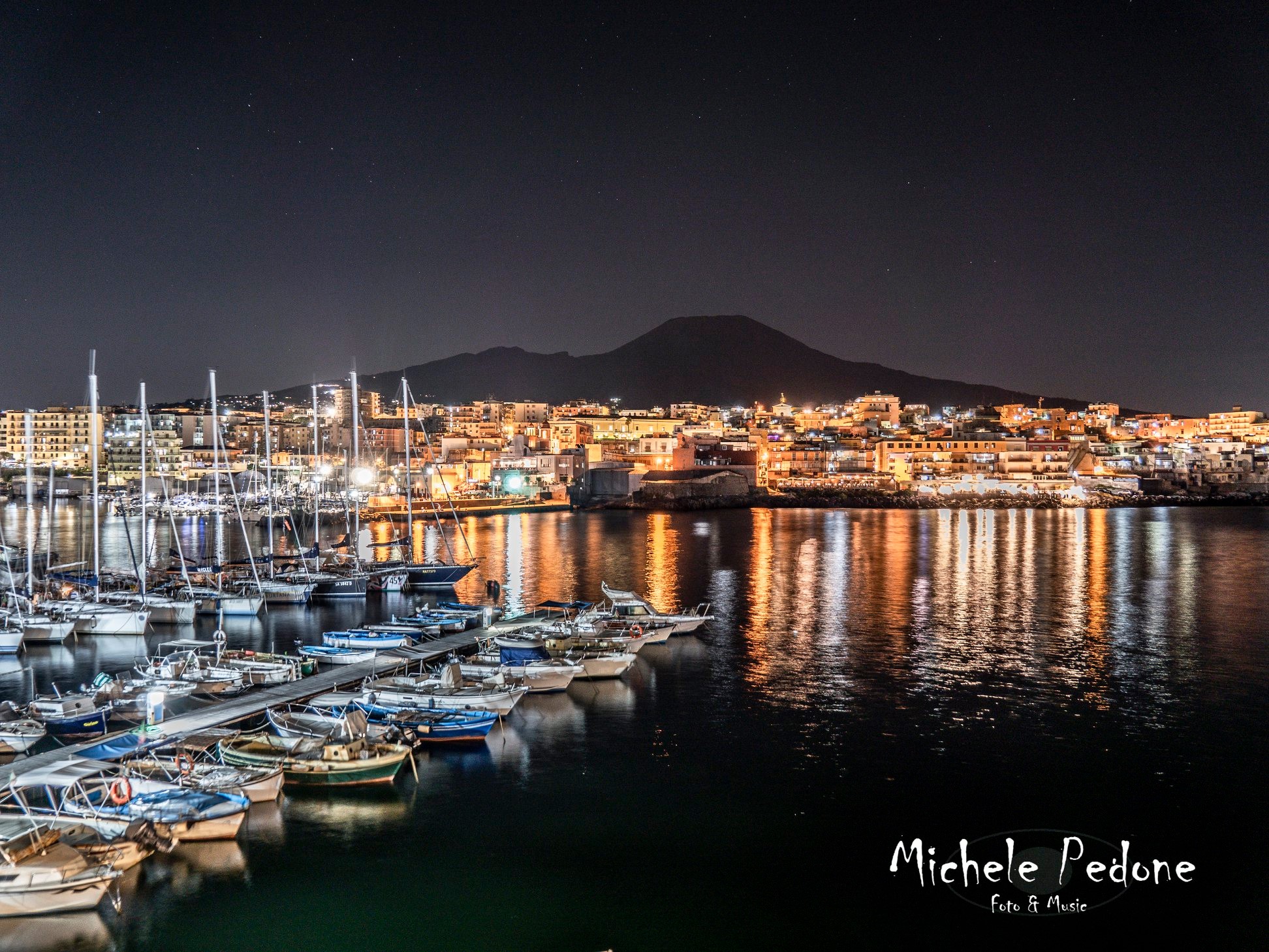 Vesuvius at night seen from Torre del Greco