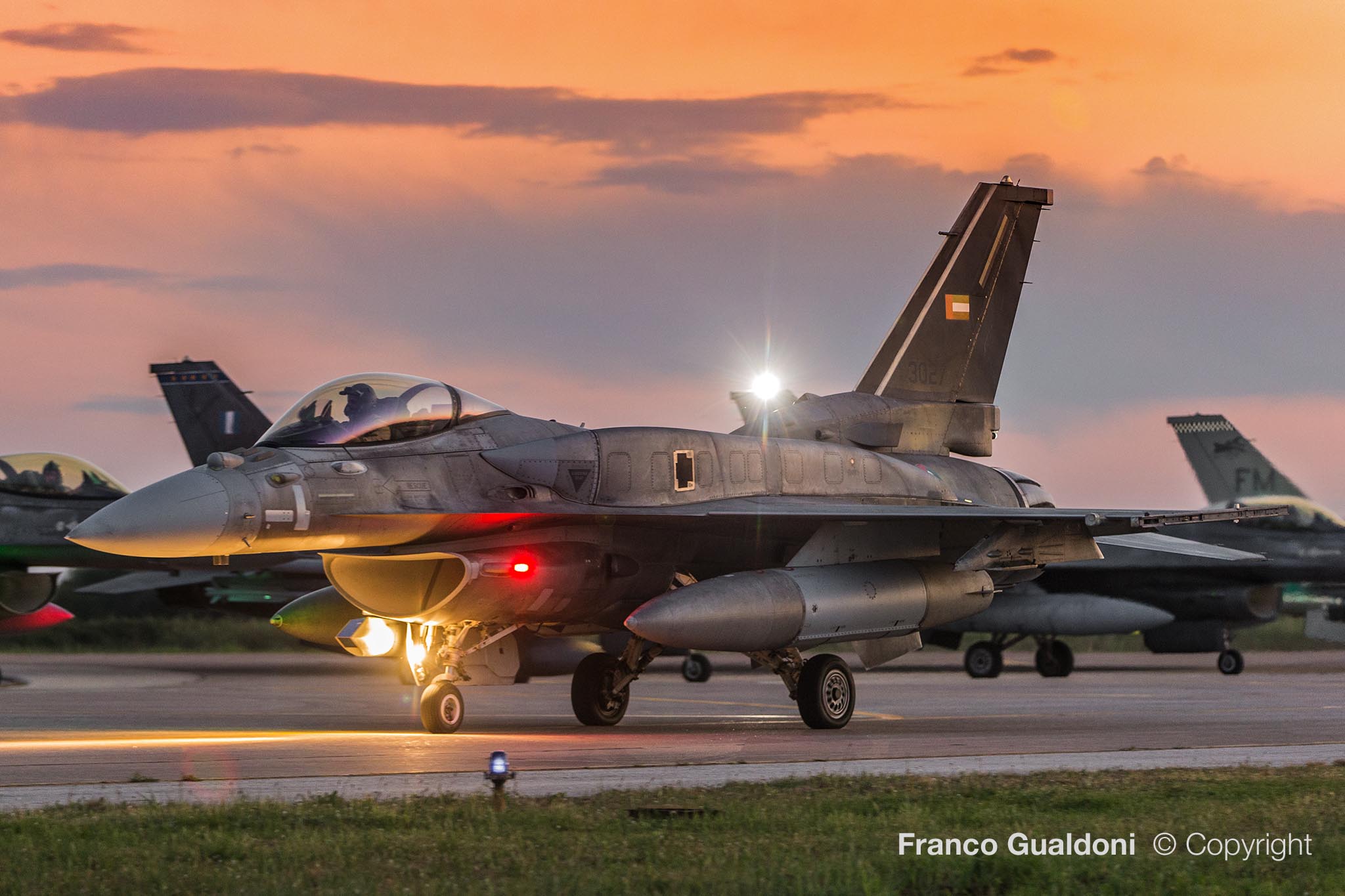 F-16 at sunset