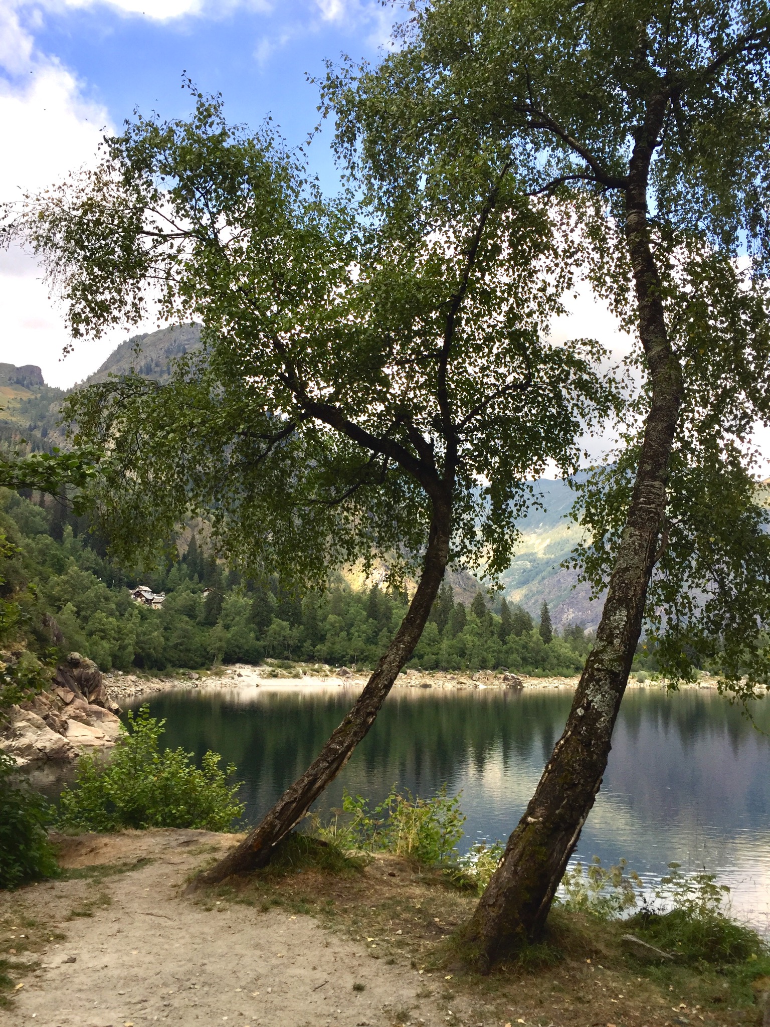 On the shore of Lake Antrona.