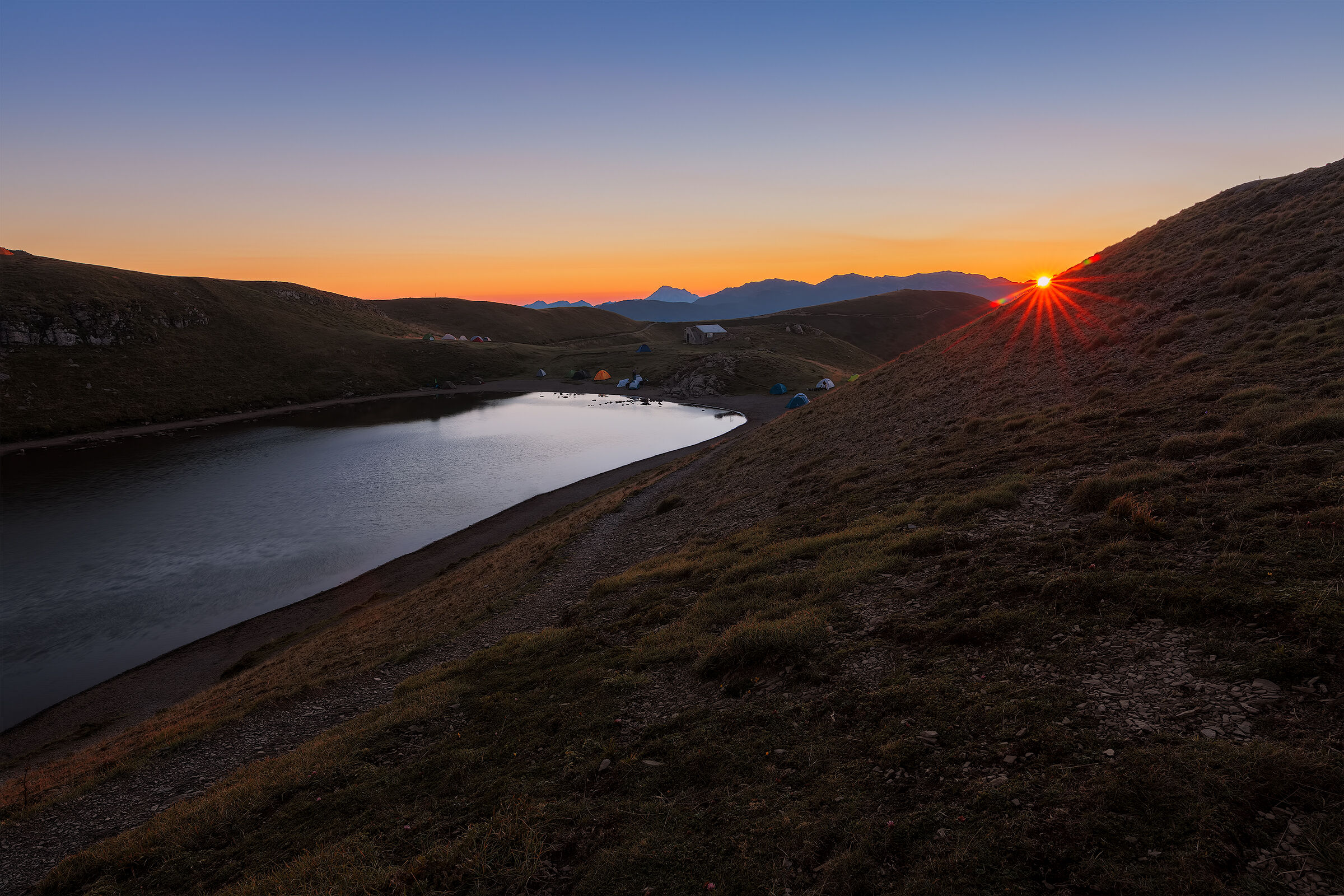 Scaffaiolo lake sunset.