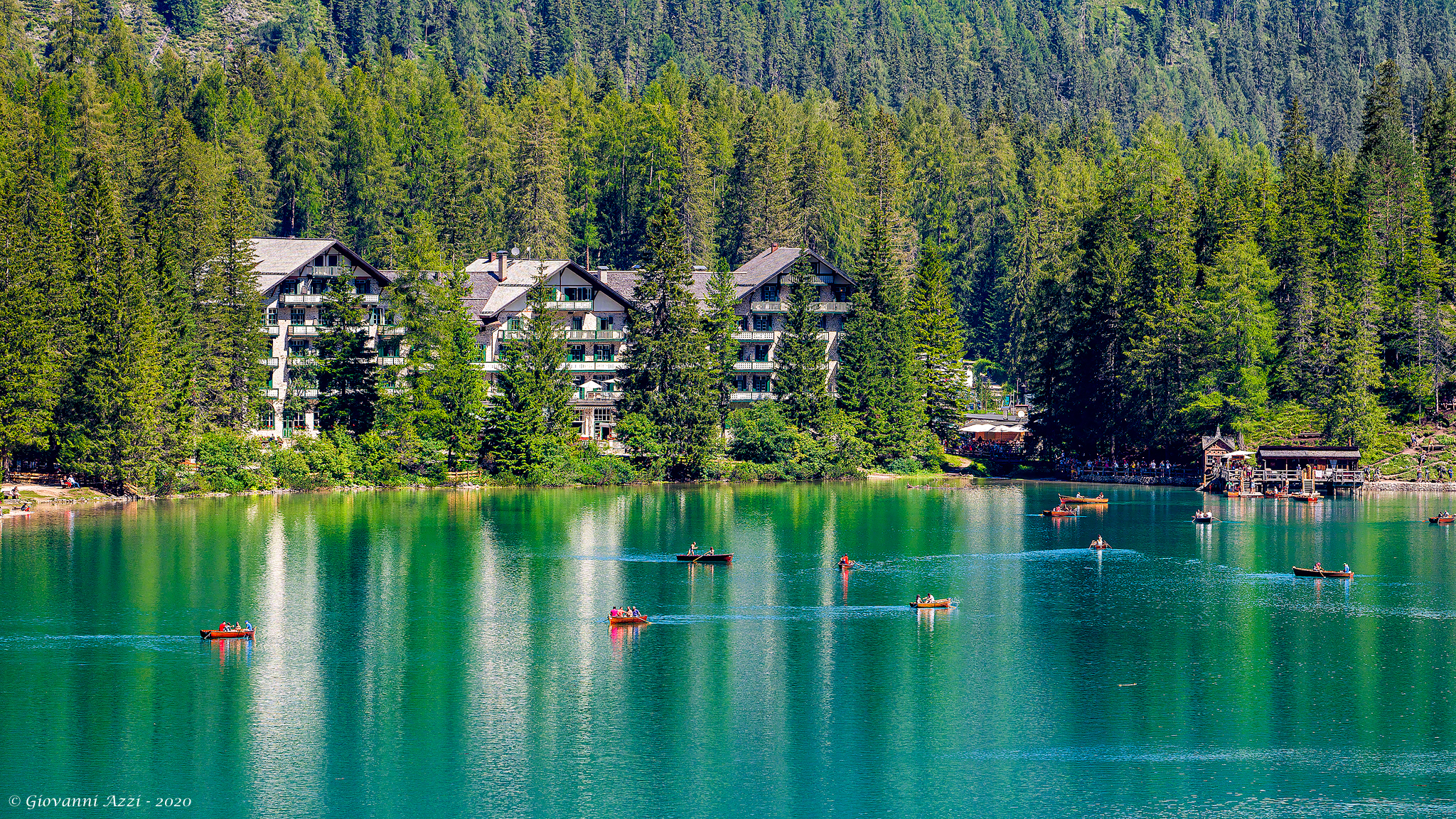 Traffic on Lake Braies