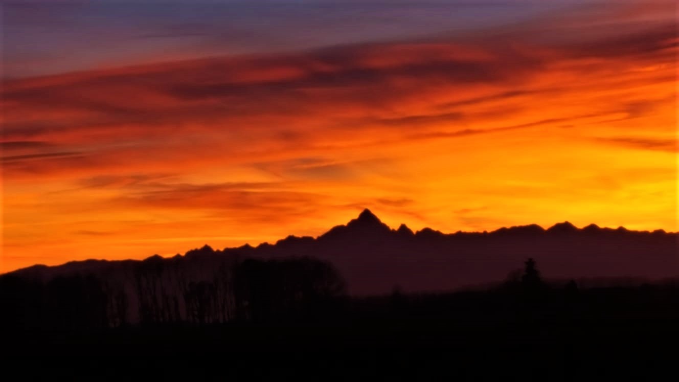 sunset on the monviso.