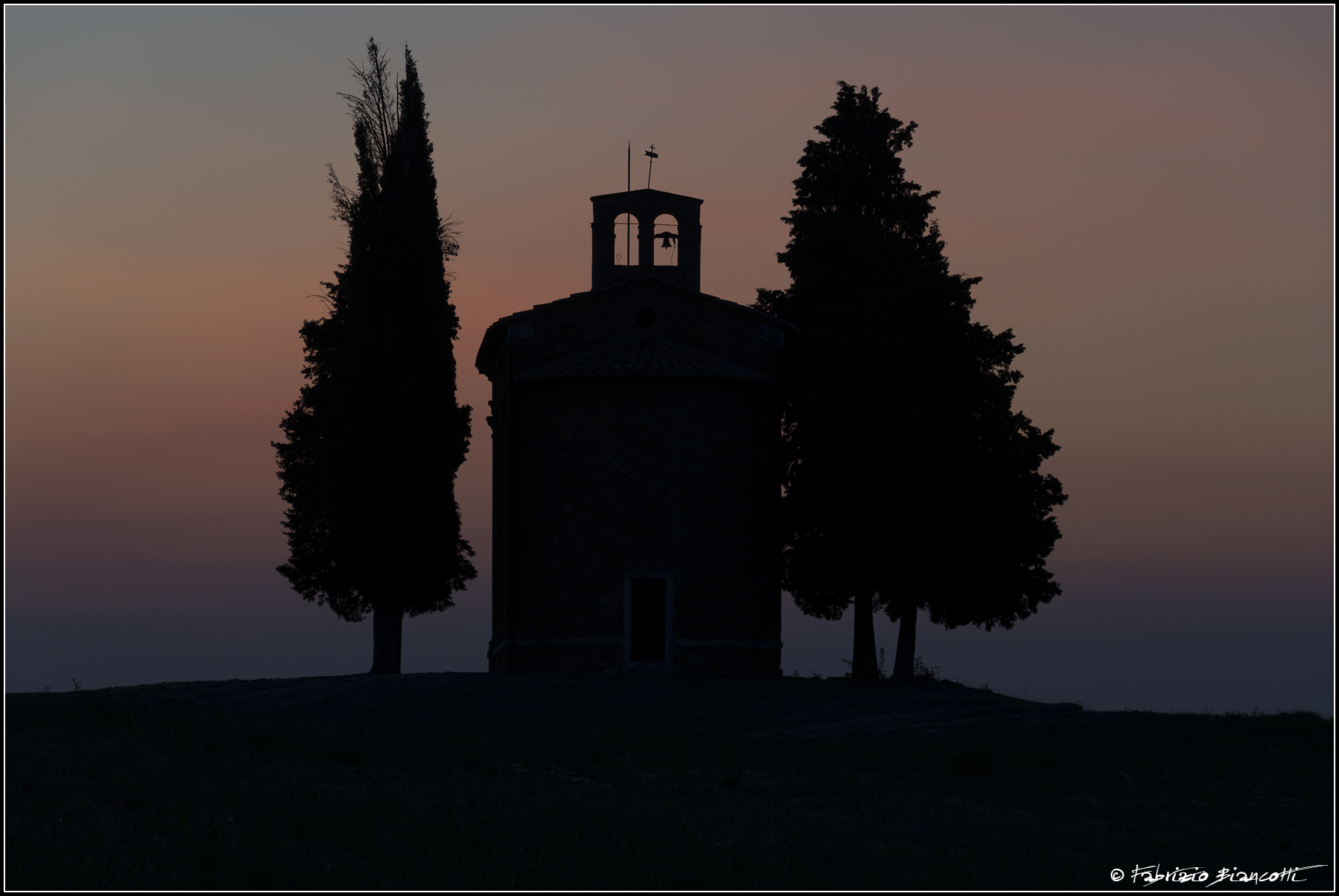 Sunset at the Madonna Chapel of Vitaleta