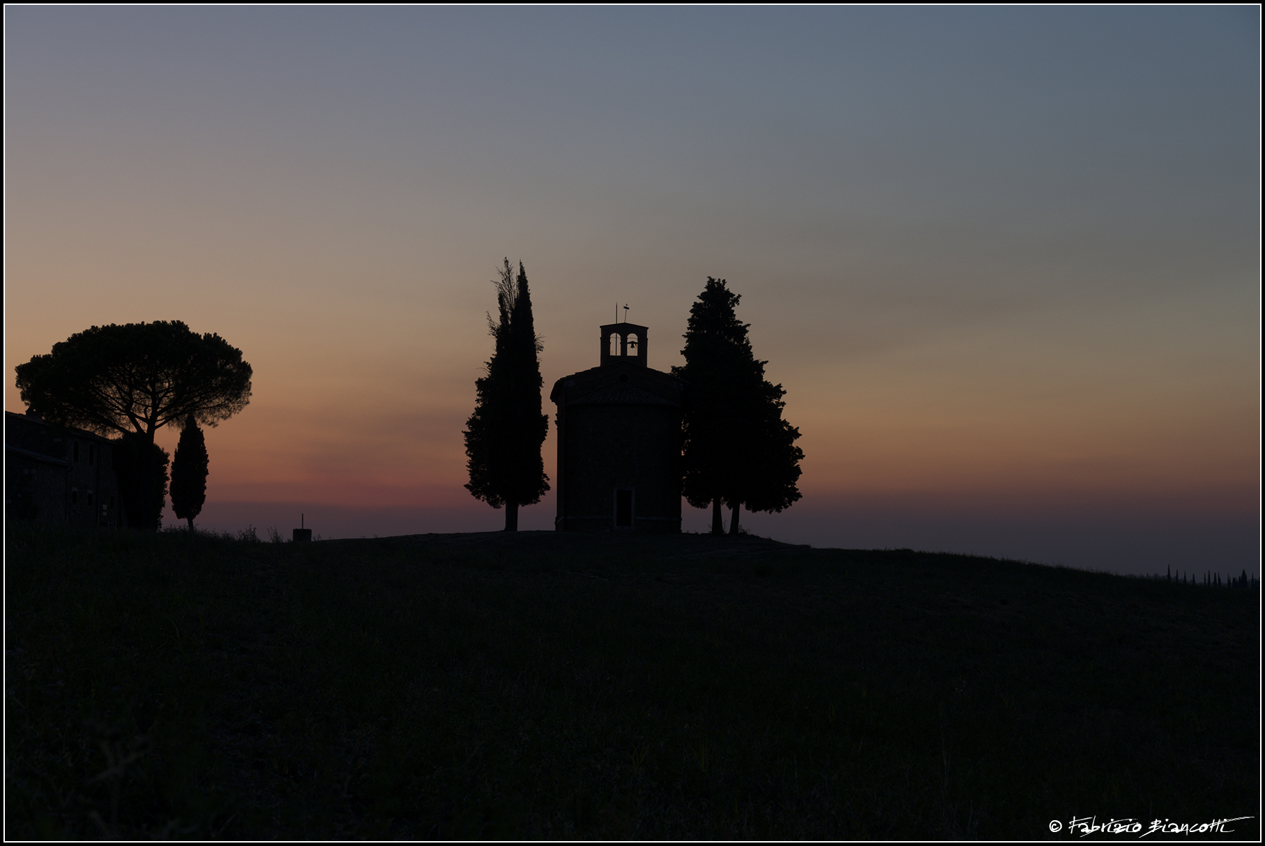 Sunset at the Madonna Chapel of Vitaleta