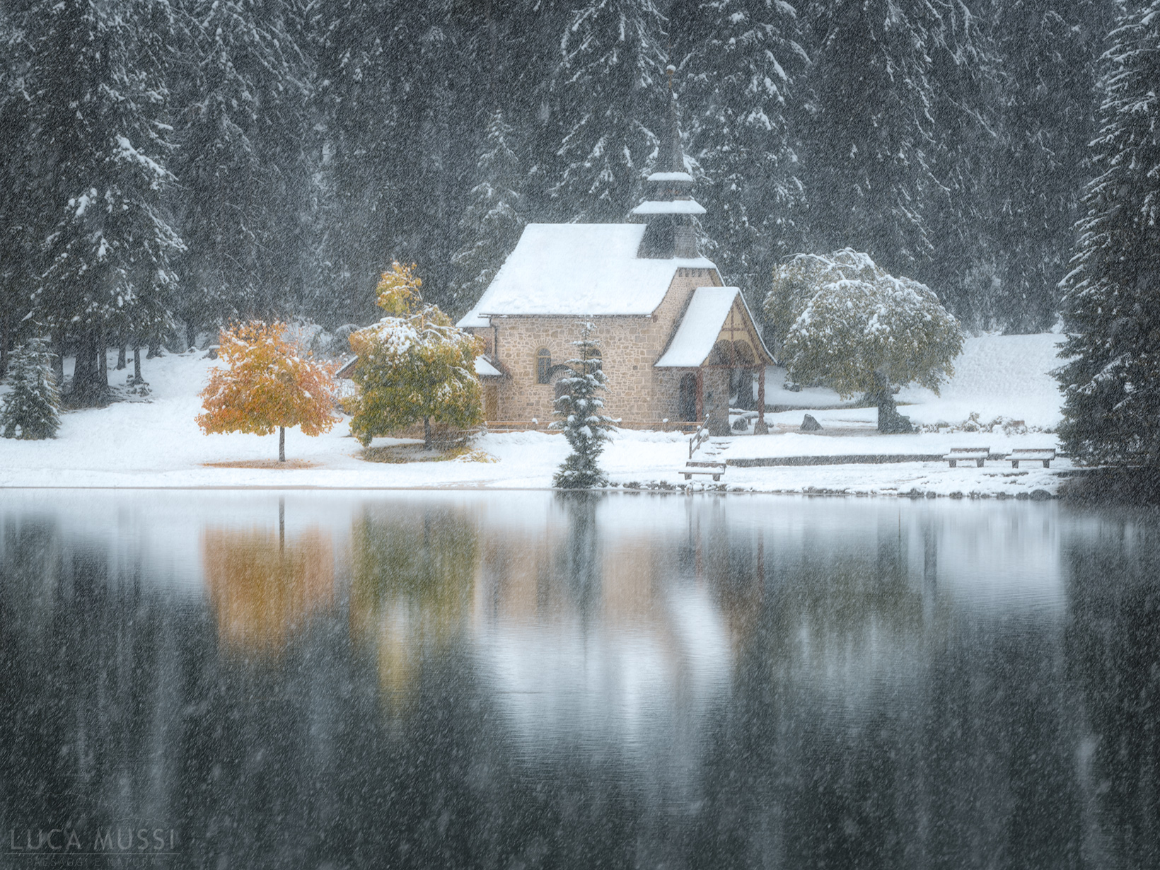 Snowy autumn