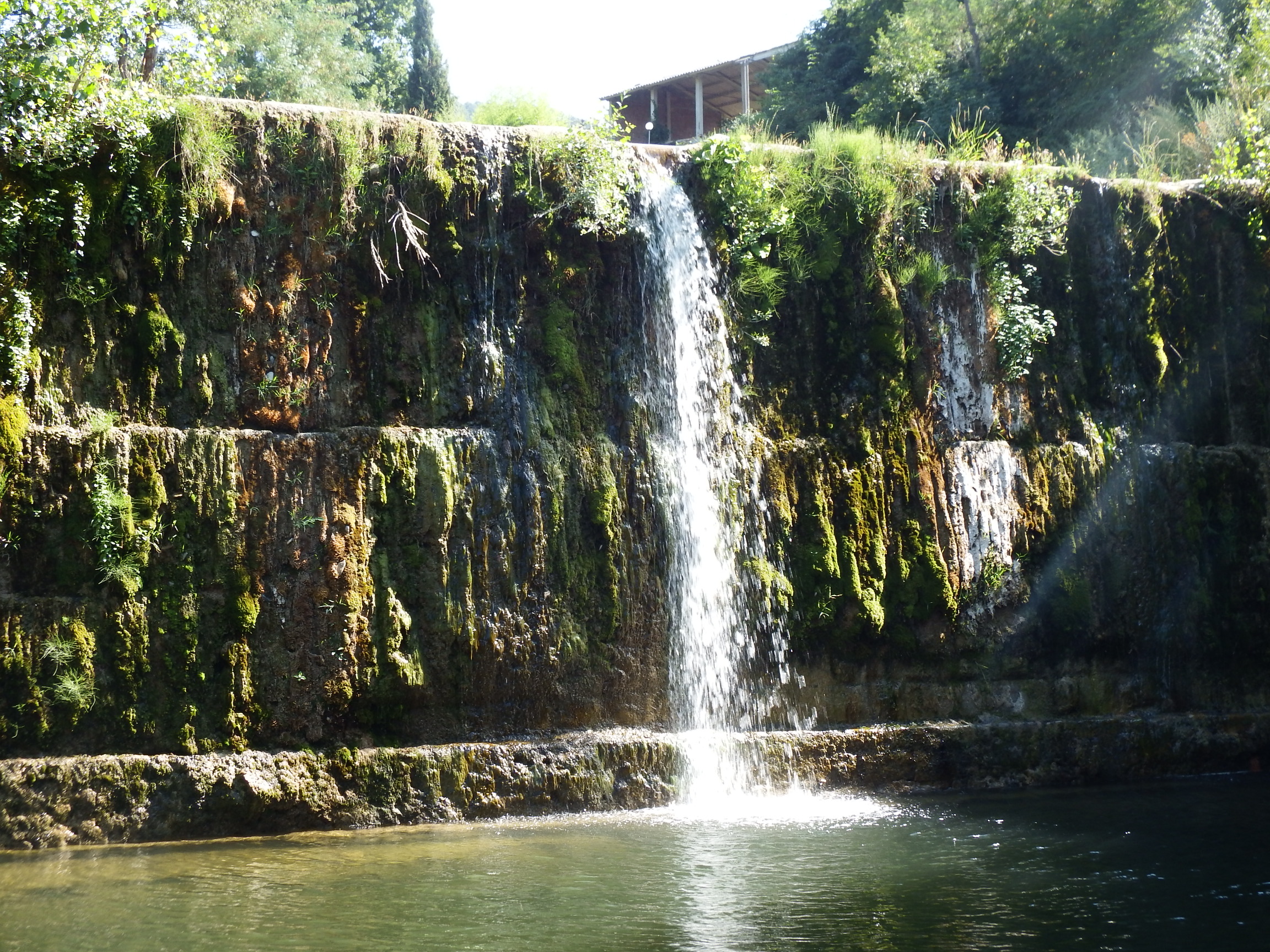 Un piccolo salta. La cascata in estate.
