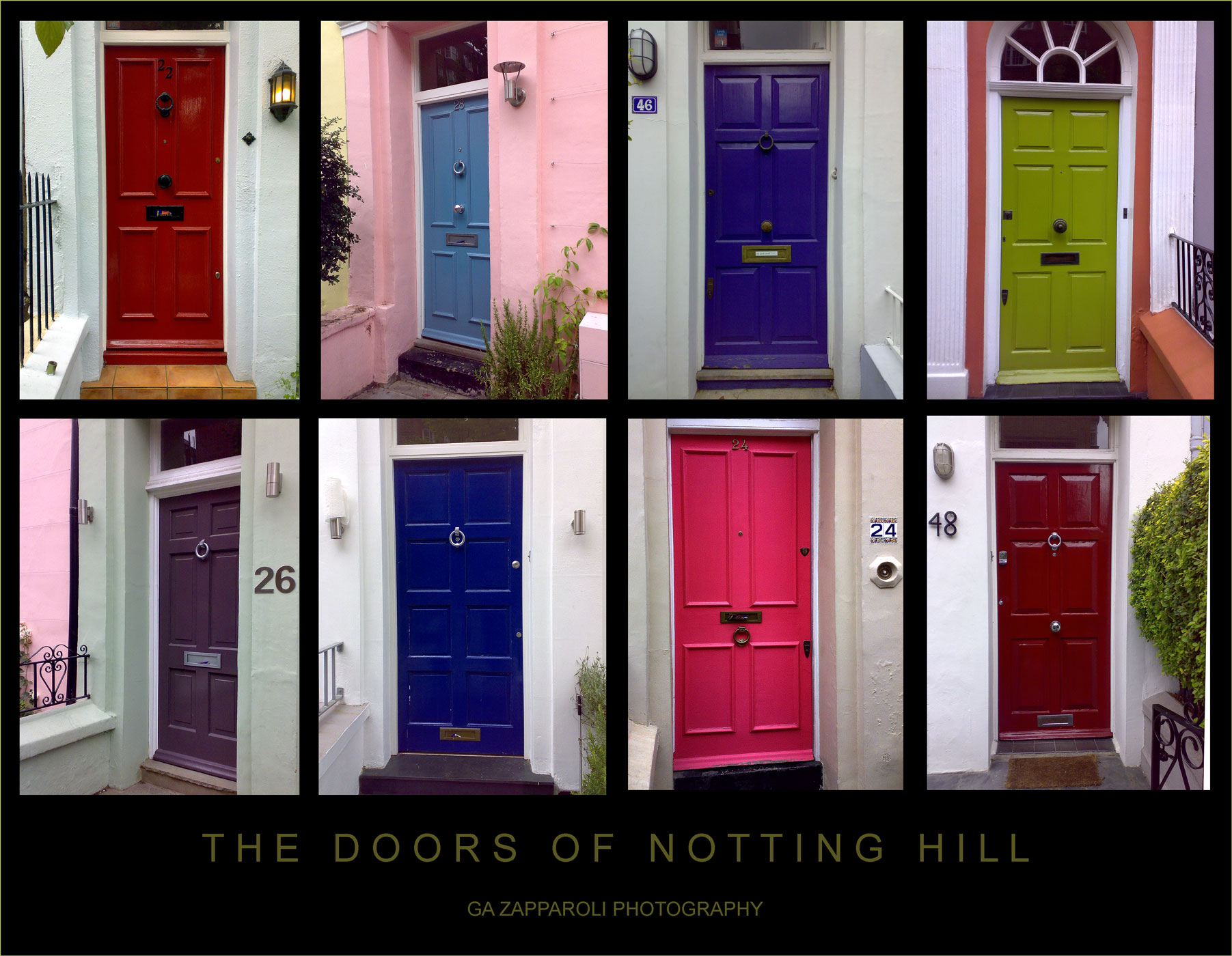 The doors of Notting Hill - London