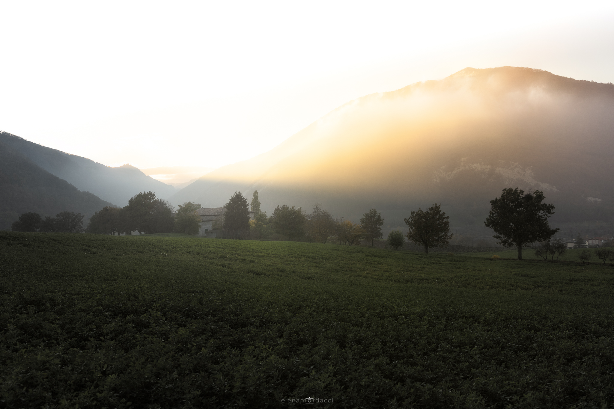 Last ray of sunshine entering the Baganza Valley