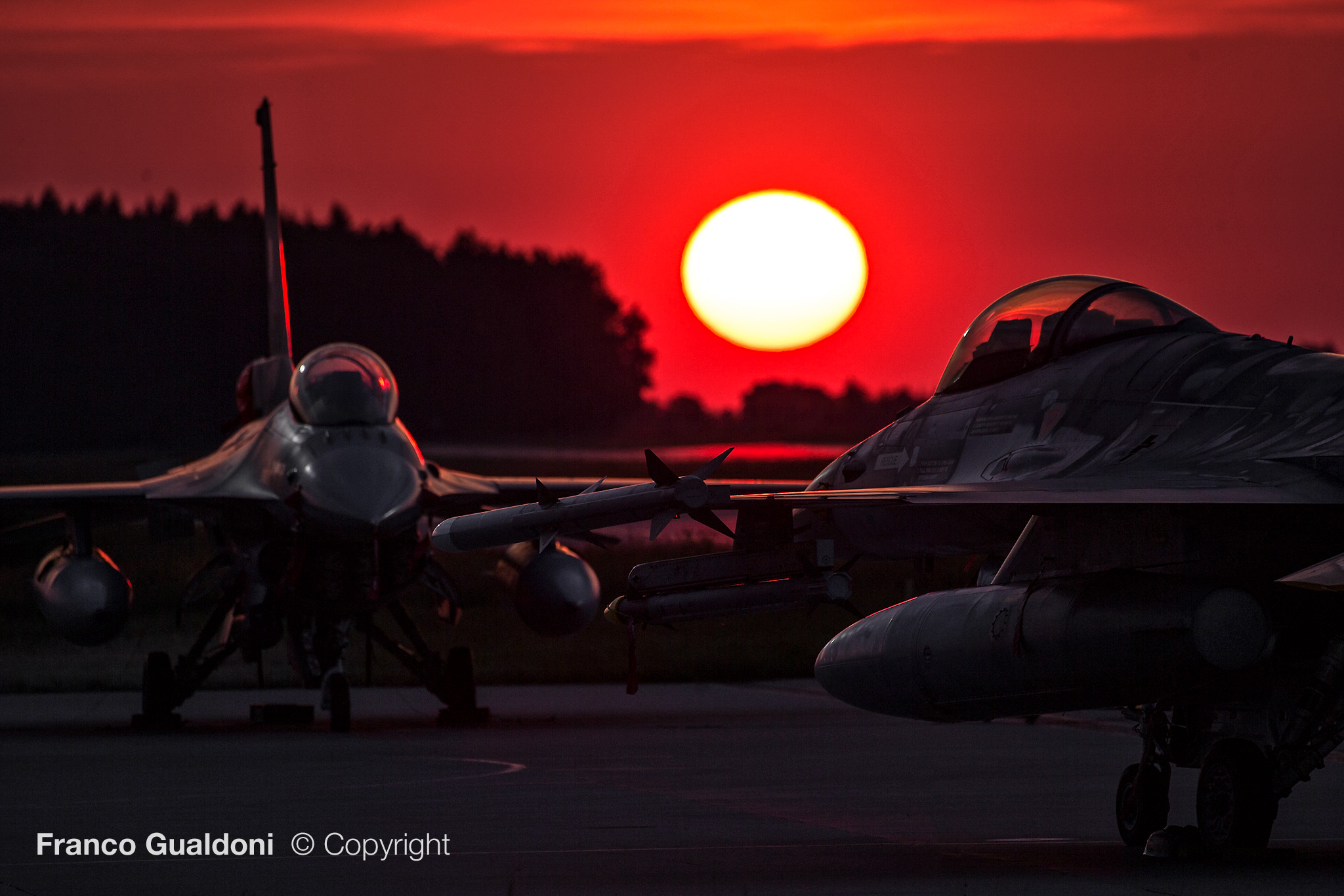 F-16 at sunset