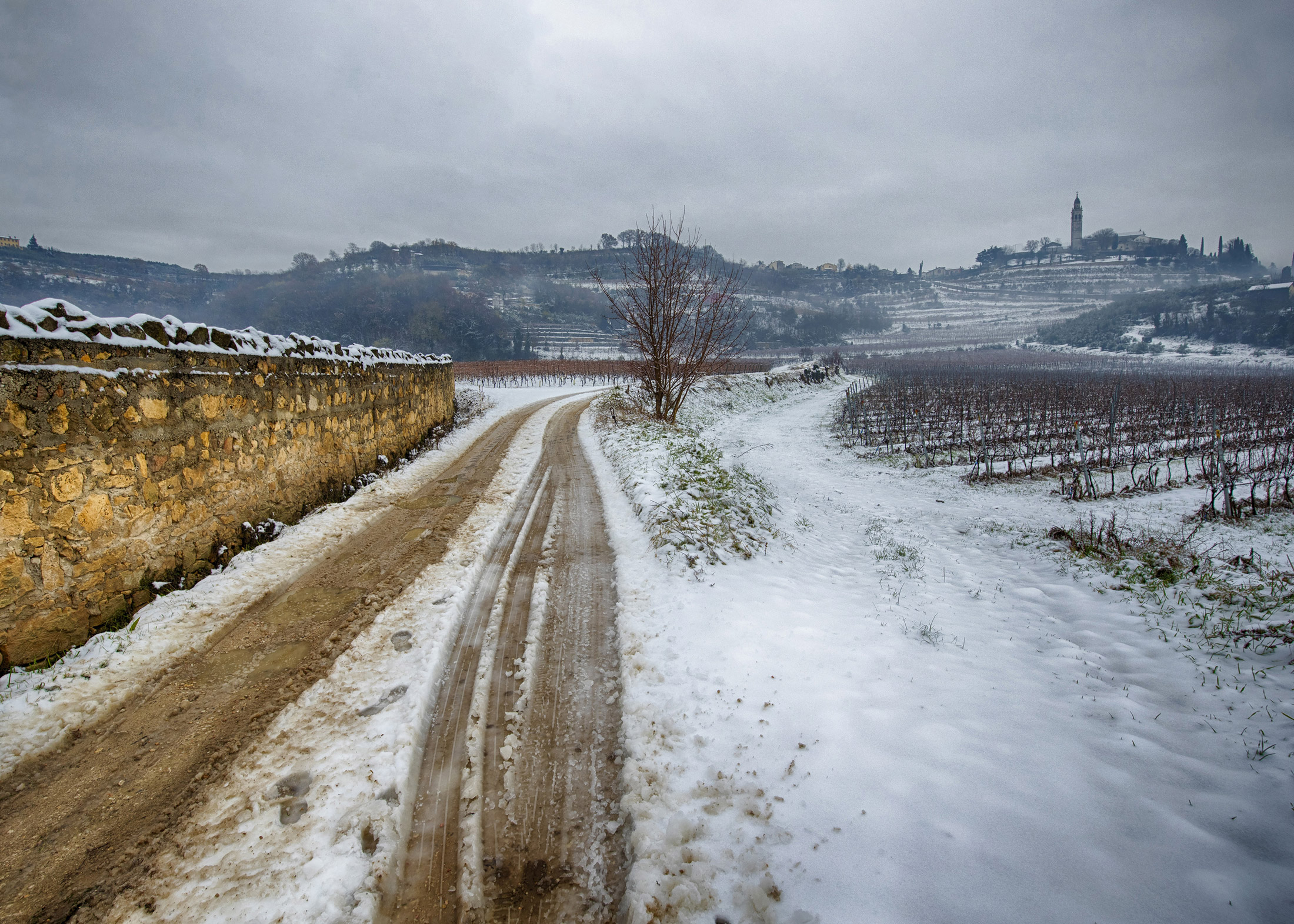 Snow in Colognola at the hills
