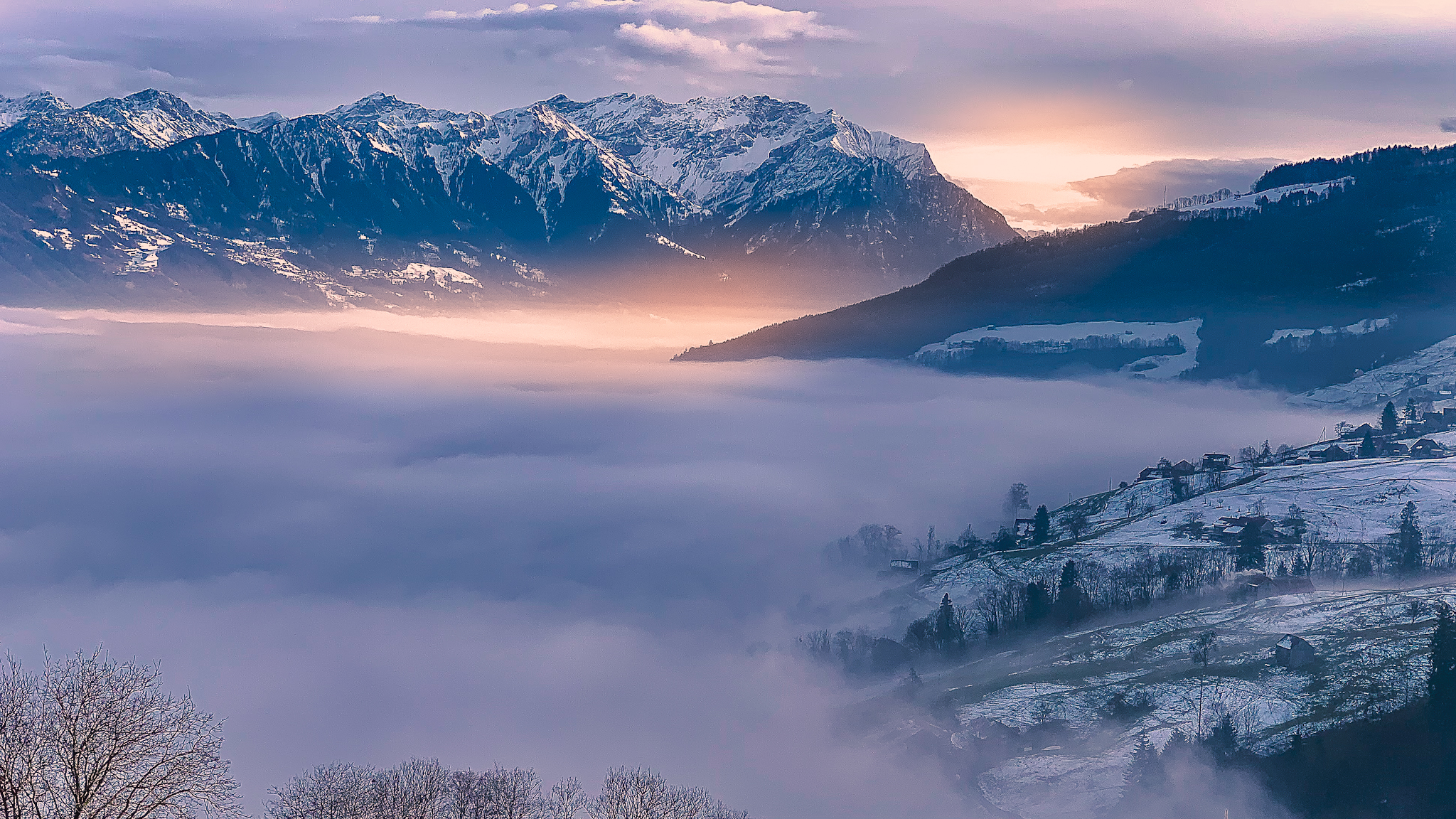 Liechtenstein is hidden by fog