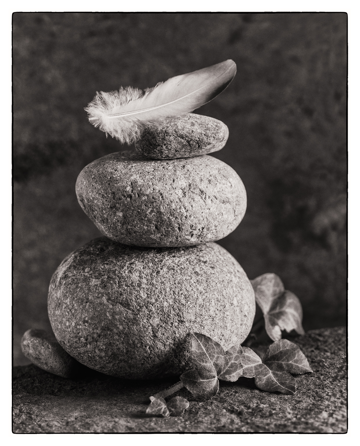 Stones with feather