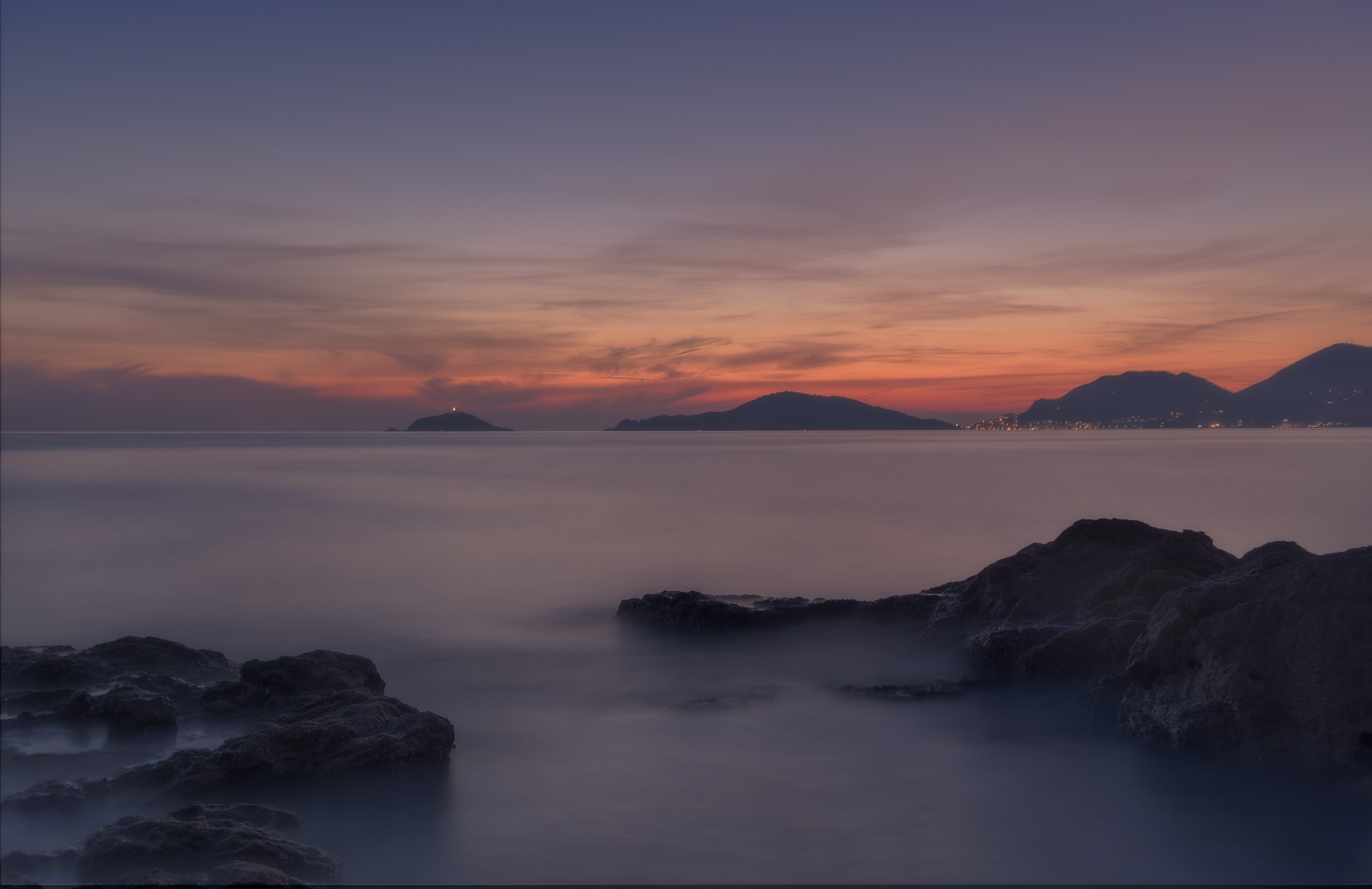 Rocks of Tellaro sunset in winter