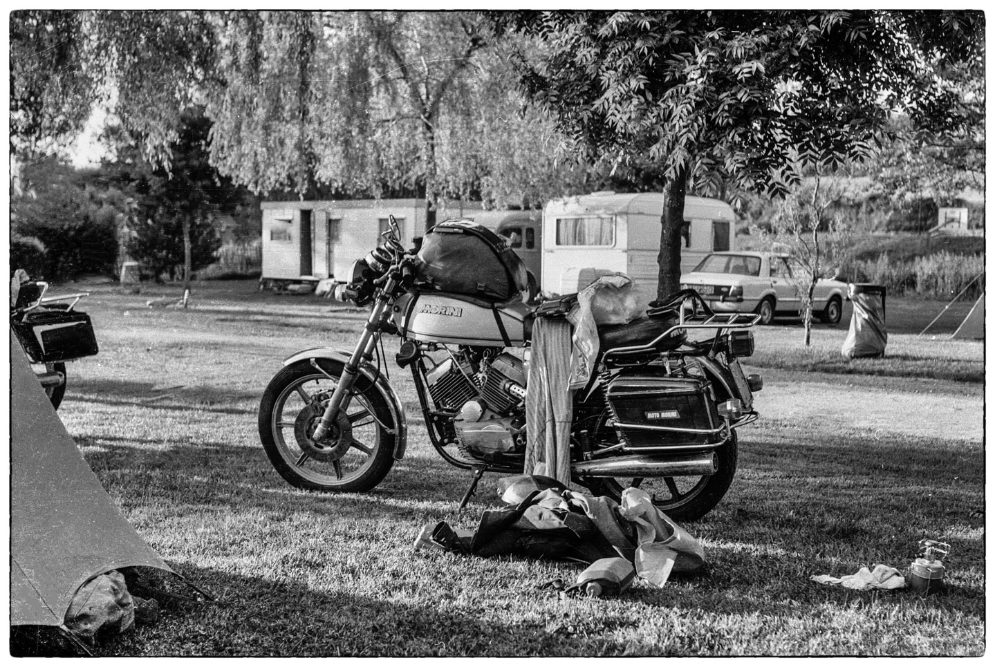 A vintage photo - camping with Morini 3 1/2
