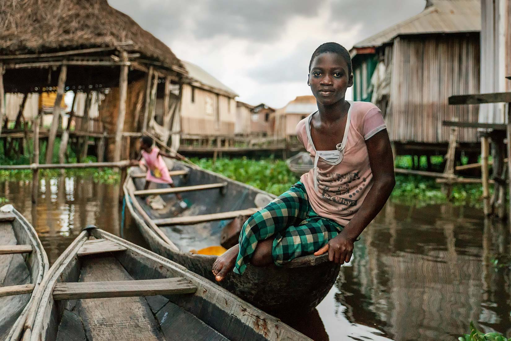 Presso Ganvié, villaggio su palafitte nel sud del Ben...