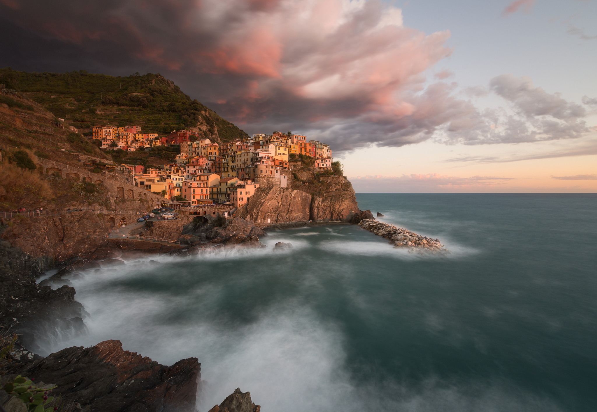 Red sunset in Manarola