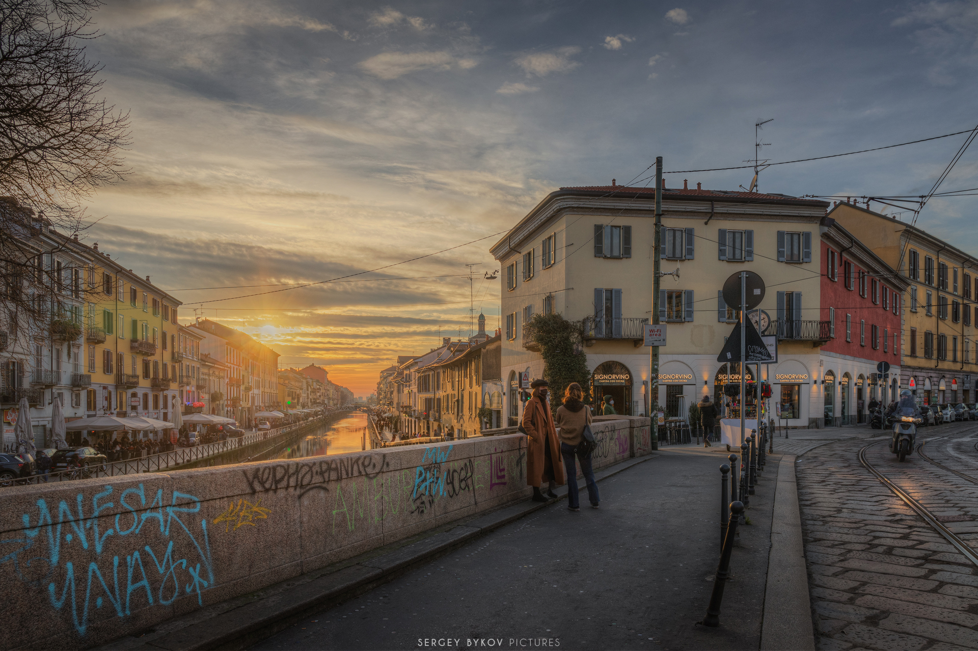 Sunset over naviglio Grande Milano