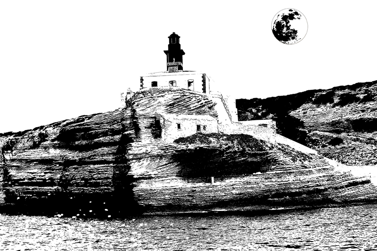 Phare de la Madunnetta  b/w per expo 100x70 Alu D Bond