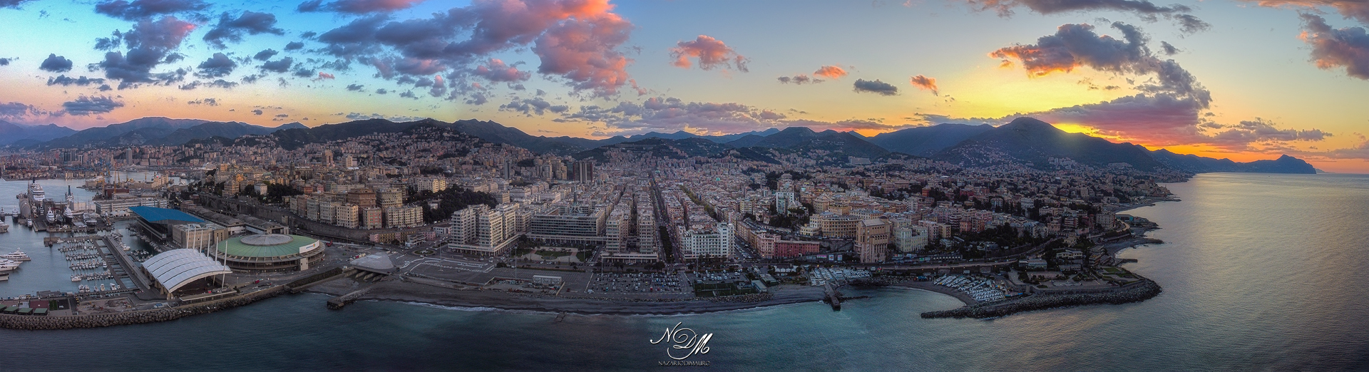 The sunrise over Genoa...