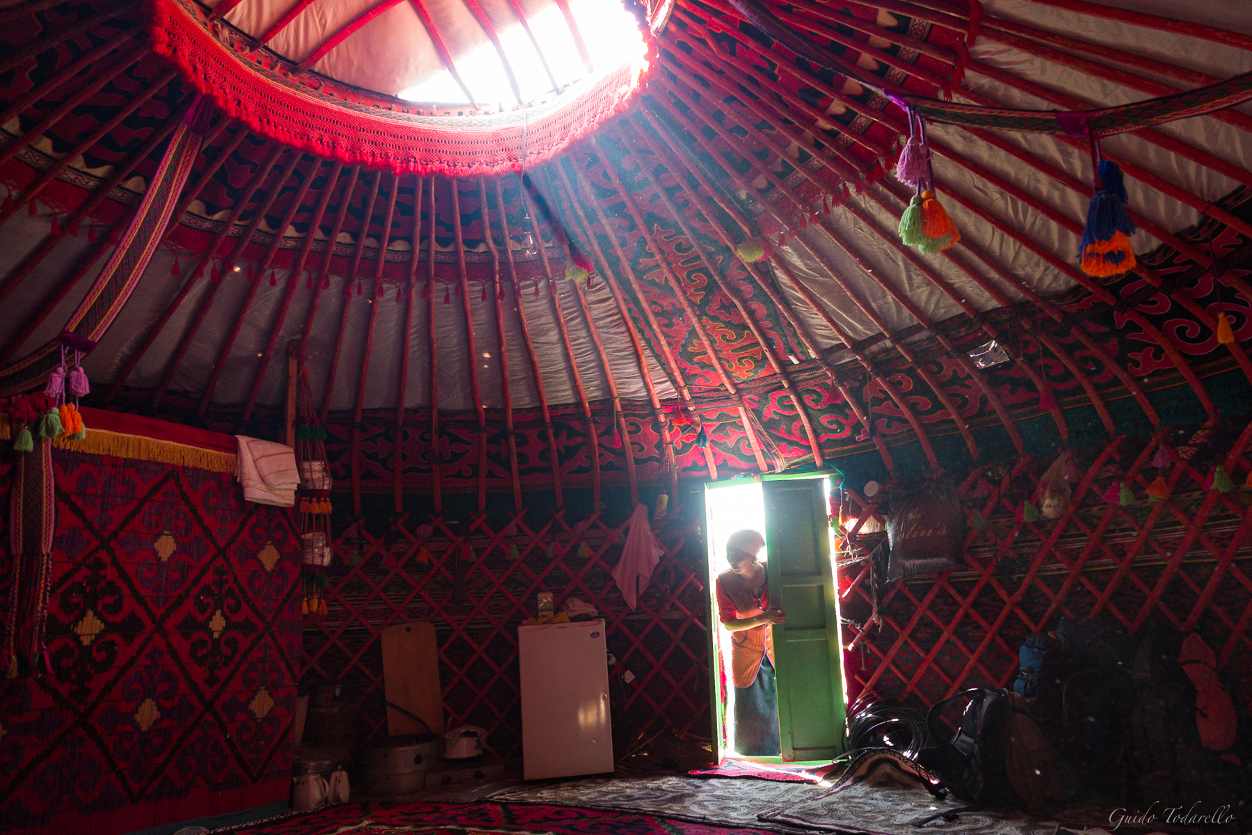 Inside a yurt