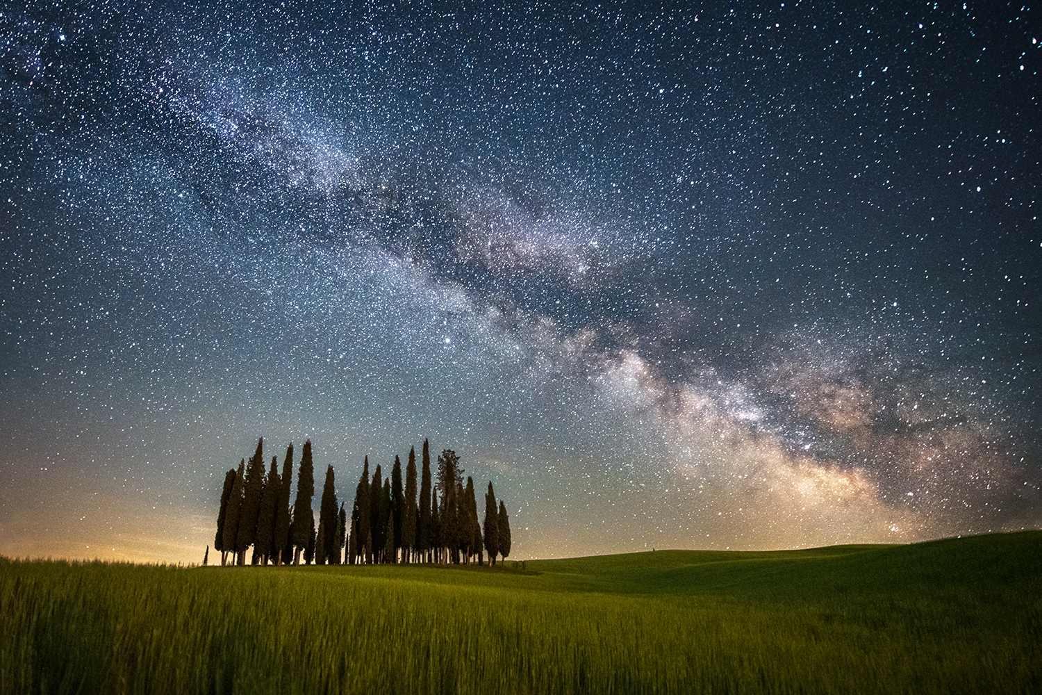 Night at the cypress trees of San Quirico